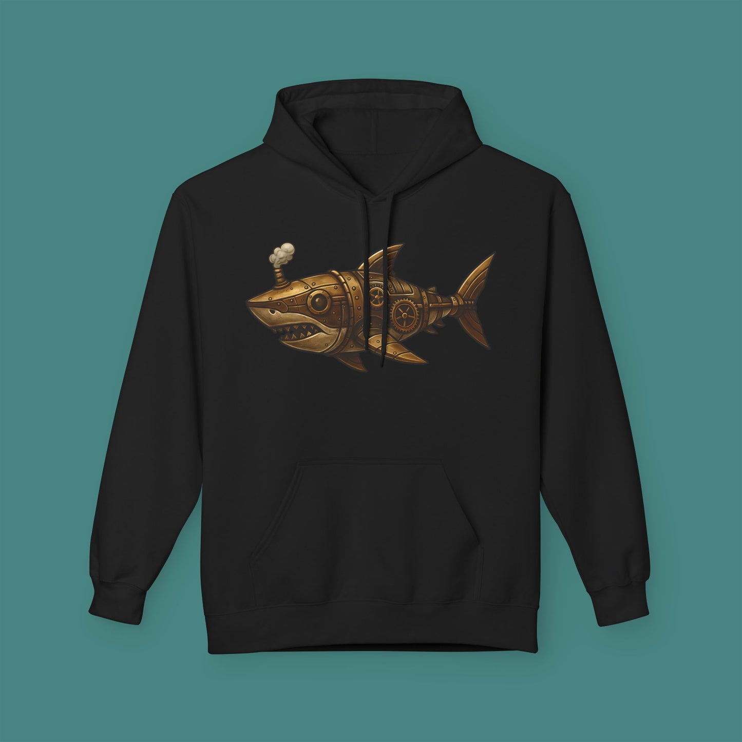 Steampunk Mechanical Shark Fleece Unisex Hoodie