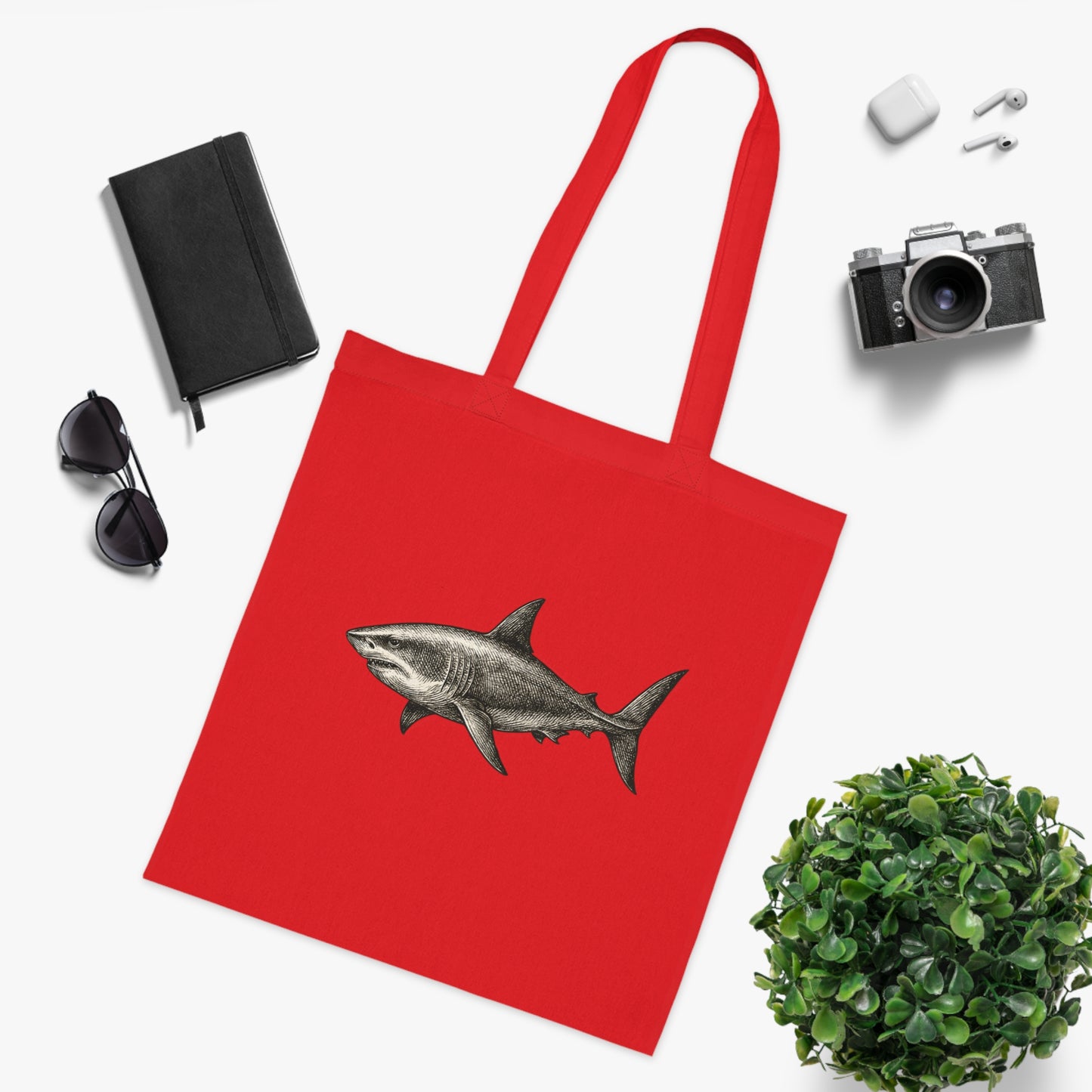 Vintage Etching Shark Tote Bag