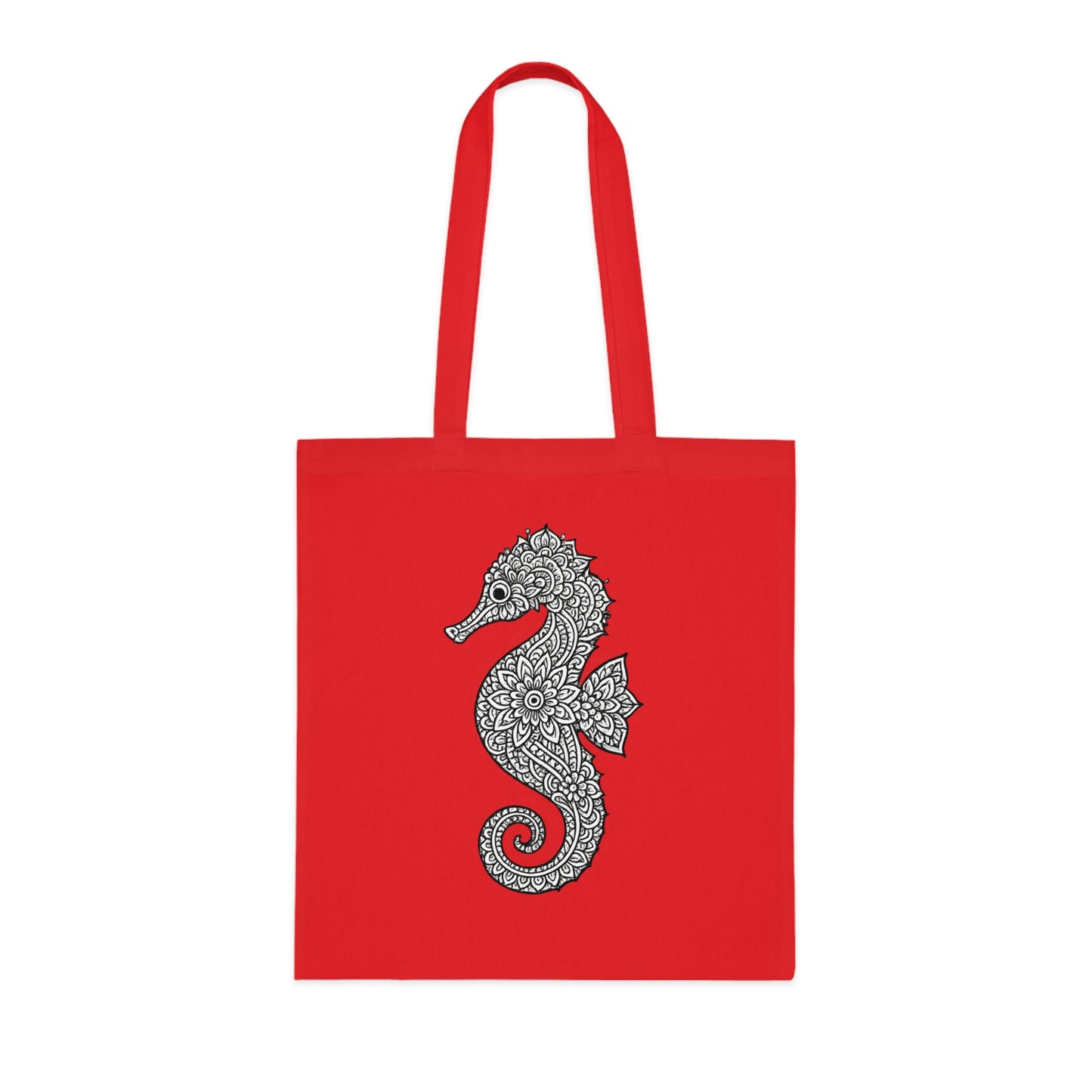 Intricate Mandala Seahorse Tote Bag