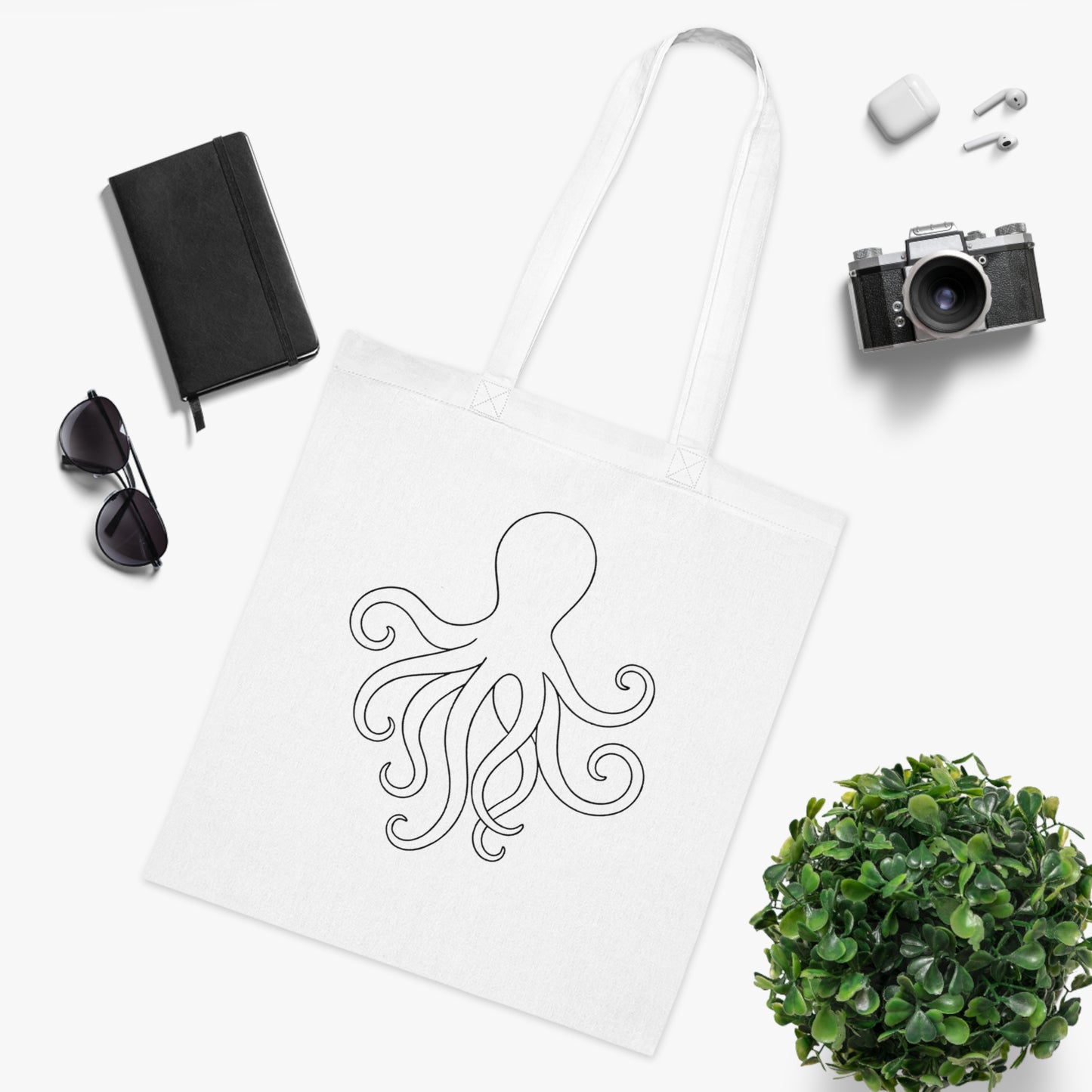 Minimalist Line Art Octopus Tote Bag