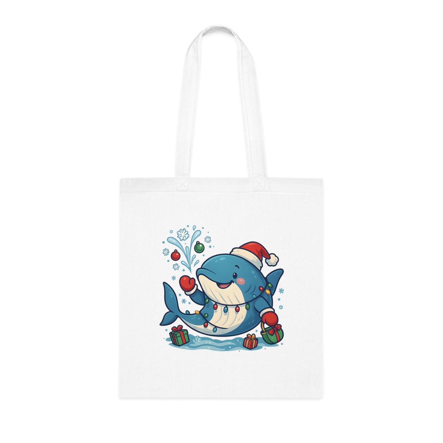 Christmas Whale Tote Bag