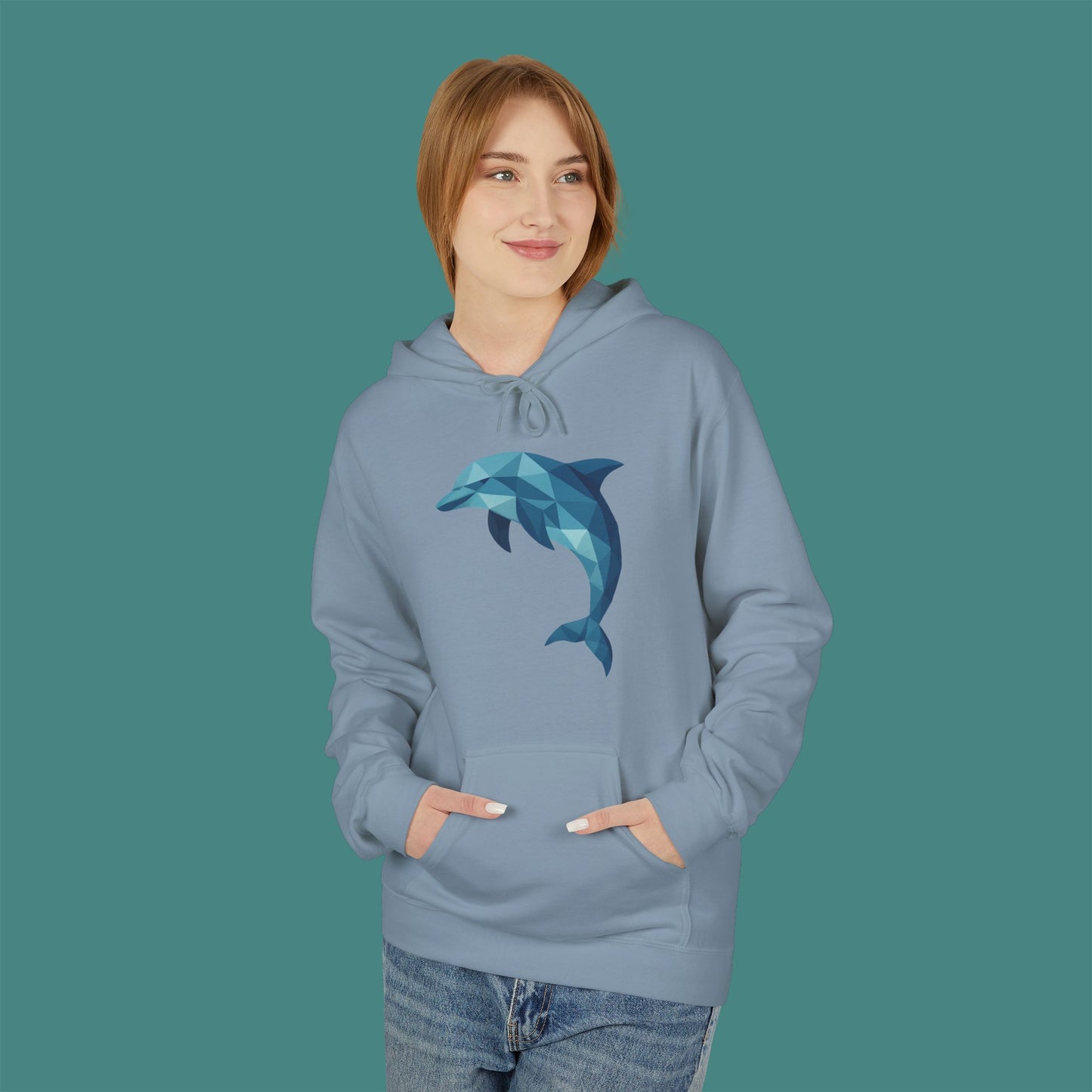 Geometric Polygon Dolphin Fleece Unisex Hoodie
