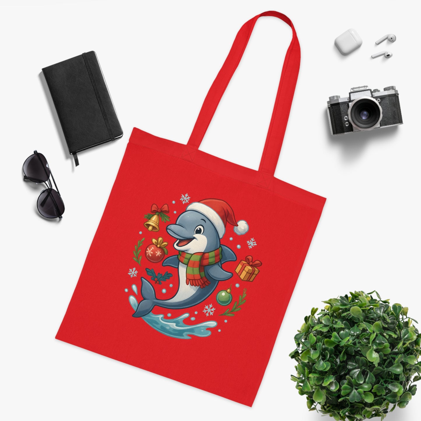 Christmas Dolphin Tote Bag