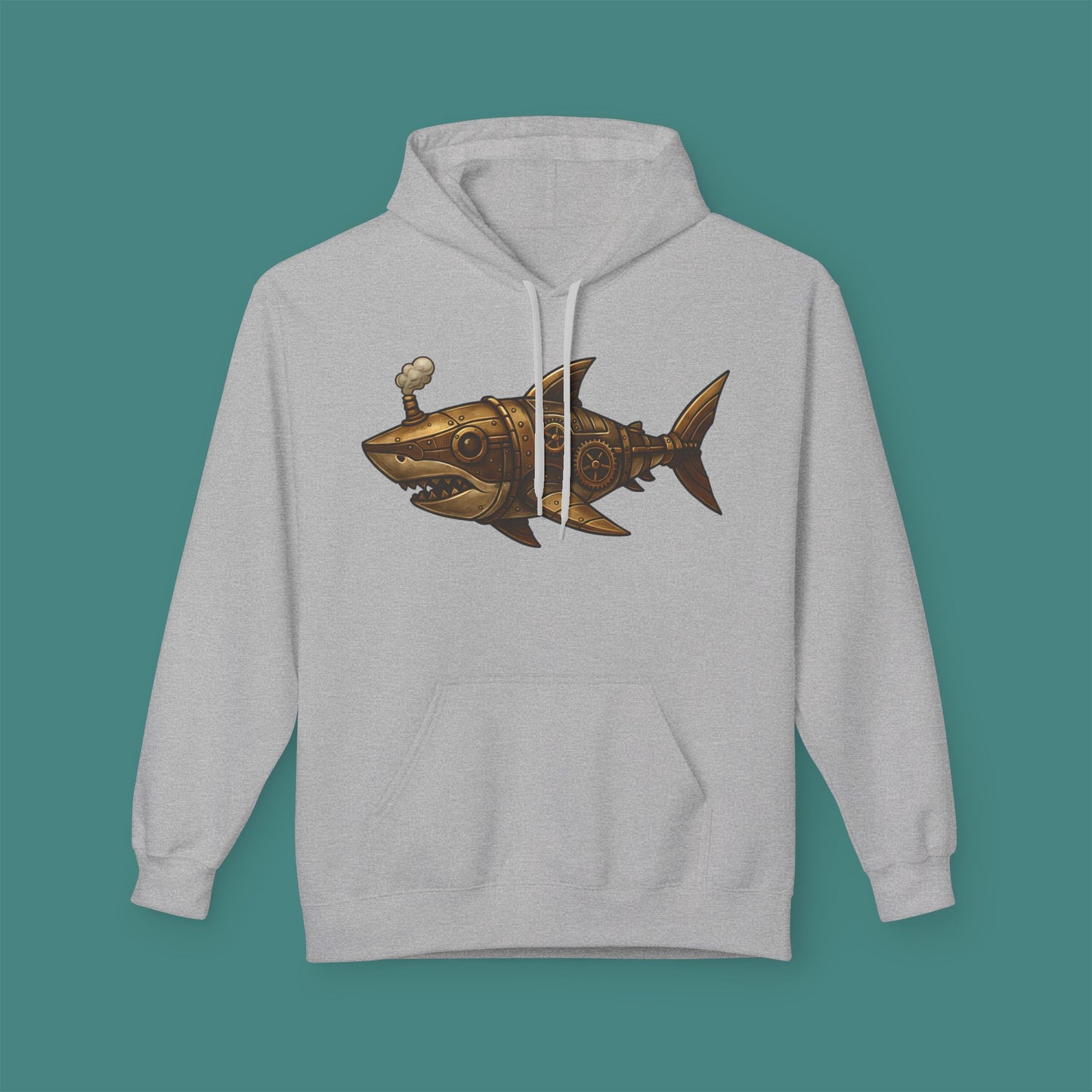 Steampunk Mechanical Shark Fleece Unisex Hoodie