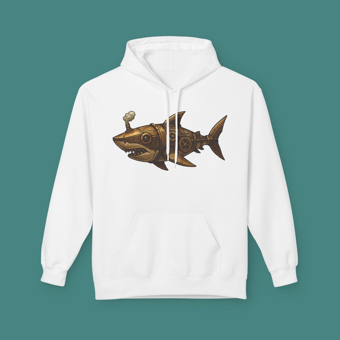 Steampunk Mechanical Shark Fleece Unisex Hoodie