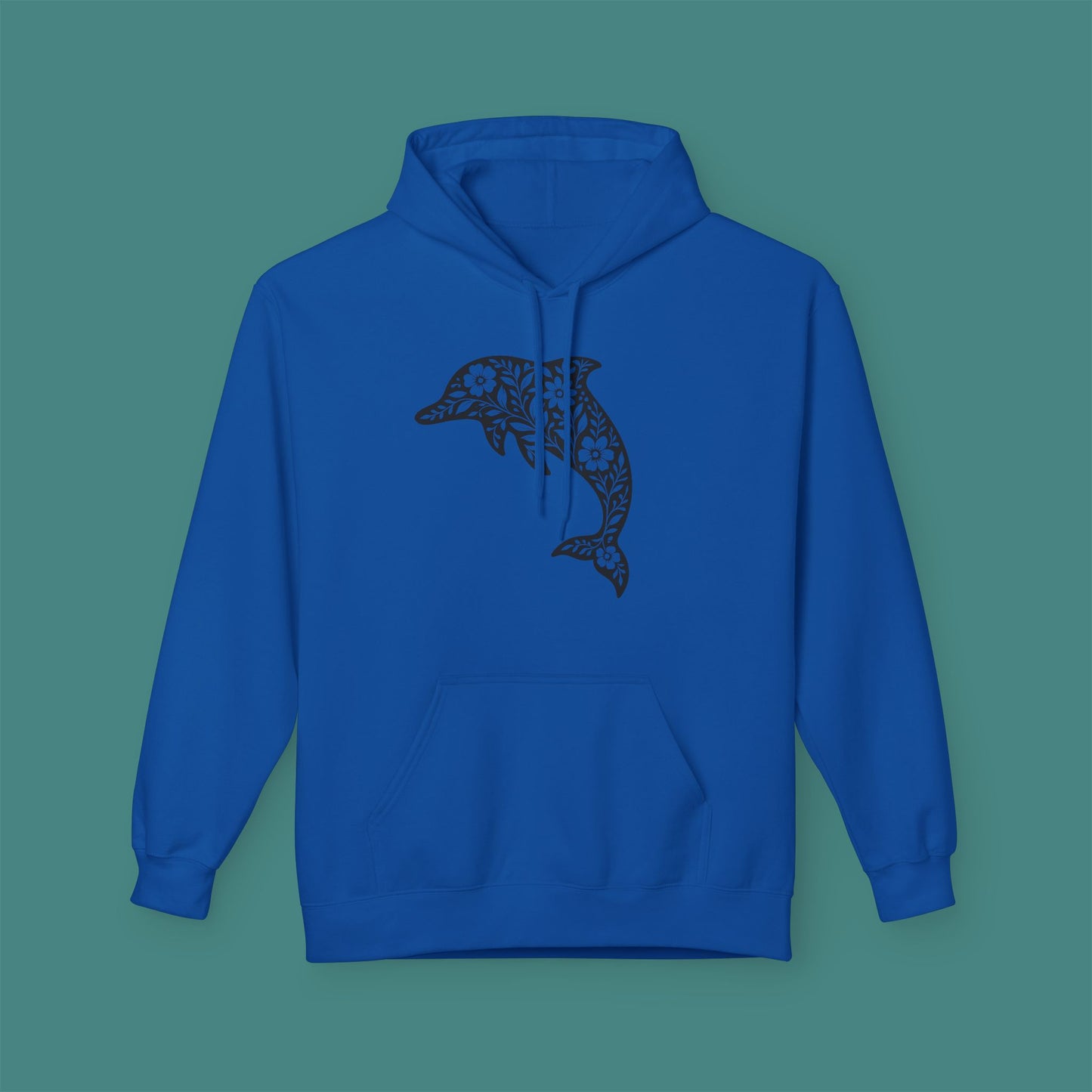 Floral Dolphin Silhouette Fleece Unisex Hoodie