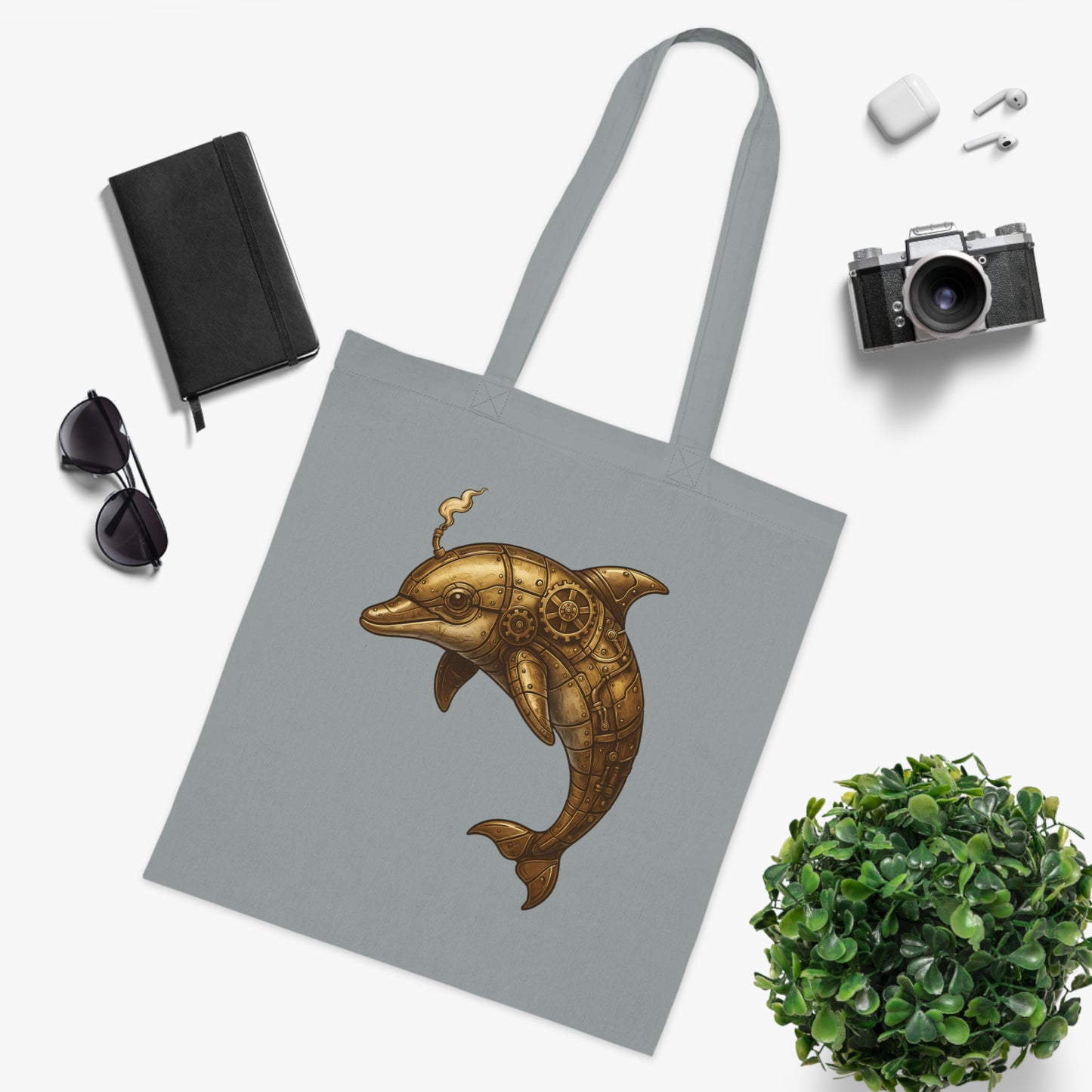 Steampunk Mechanical Dolphin Tote Bag