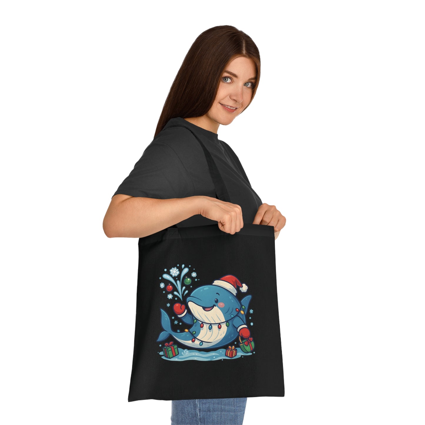 Christmas Whale Tote Bag