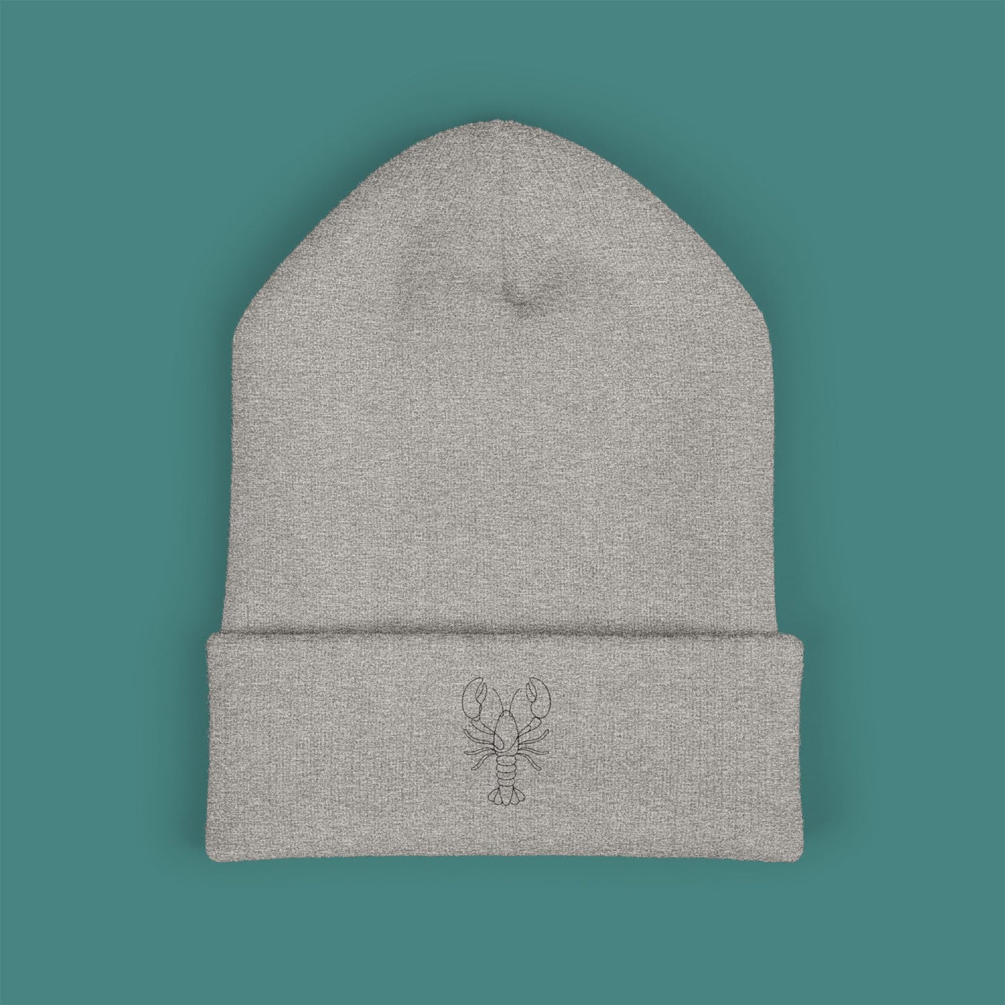 Minimalist Line Art Lobster Embroidered Beanie
