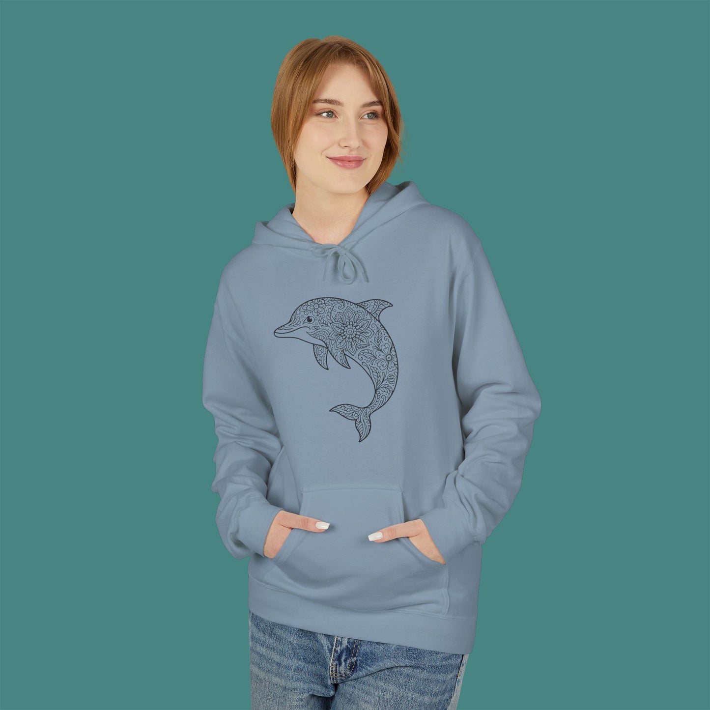 Intricate Mandala Dolphin Fleece Unisex Hoodie