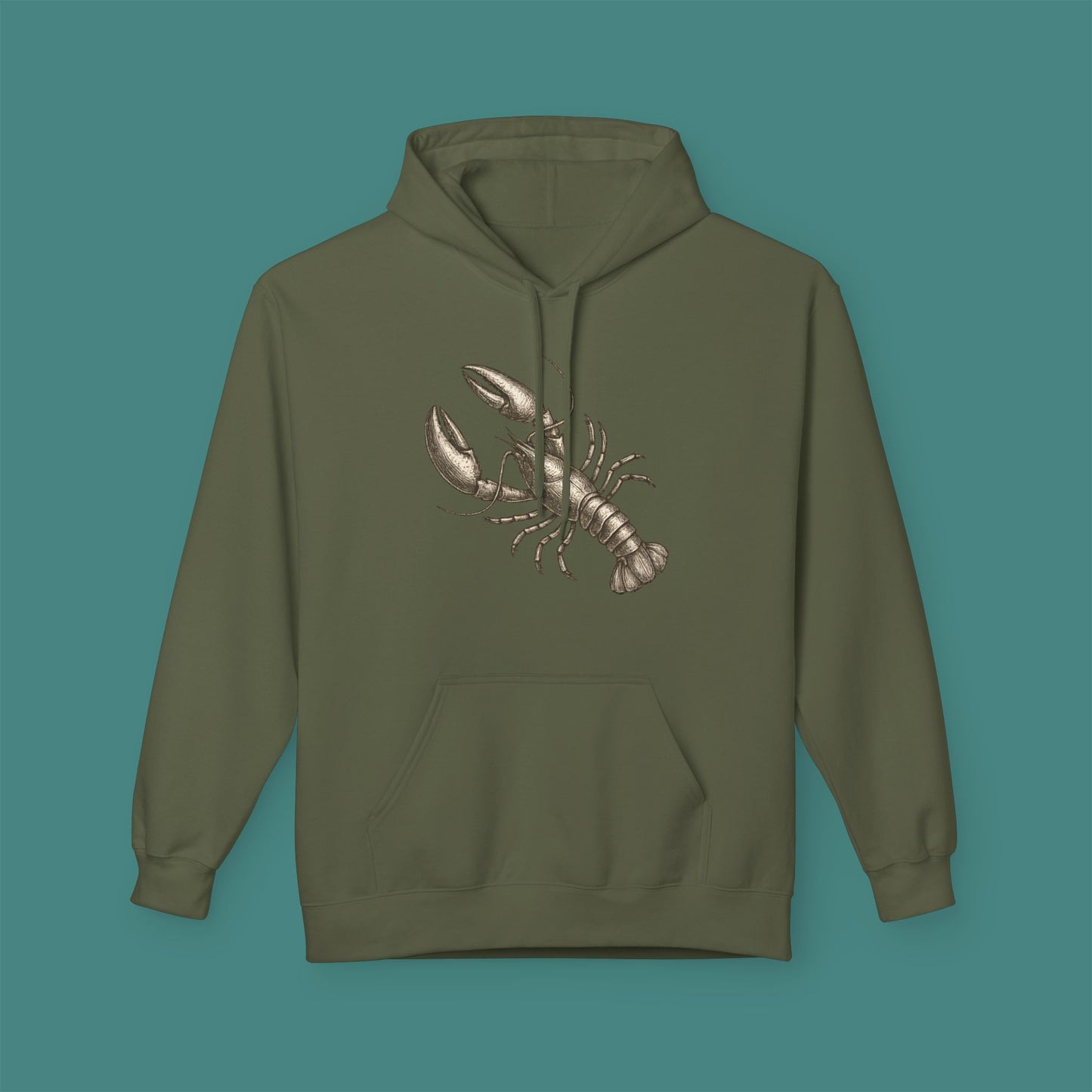 Vintage Etching Lobster Fleece Unisex Hoodie