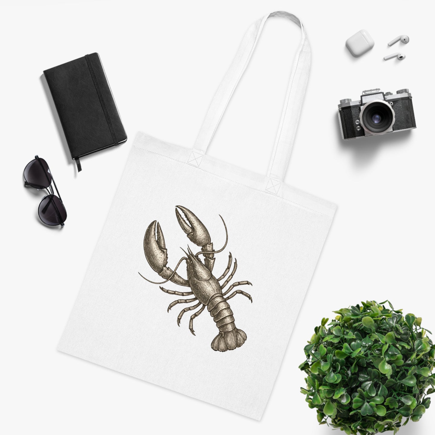 Vintage Etching Lobster Tote Bag