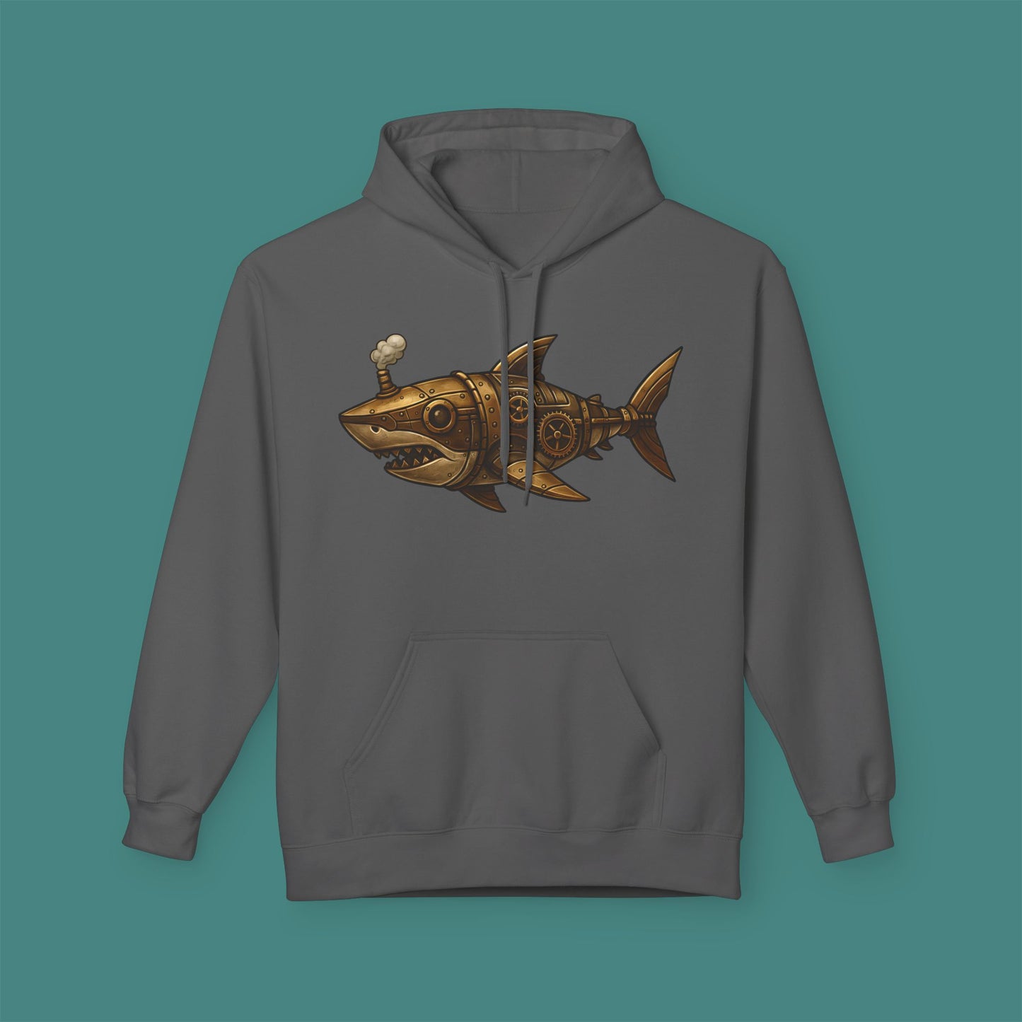 Steampunk Mechanical Shark Fleece Unisex Hoodie