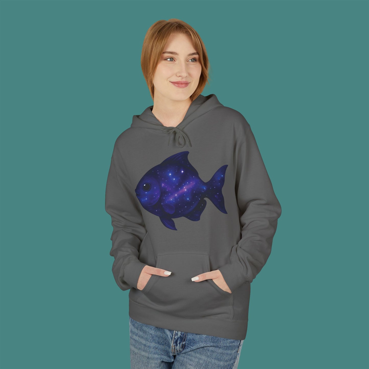 Cosmic Galaxy Fish Fleece Unisex Hoodie