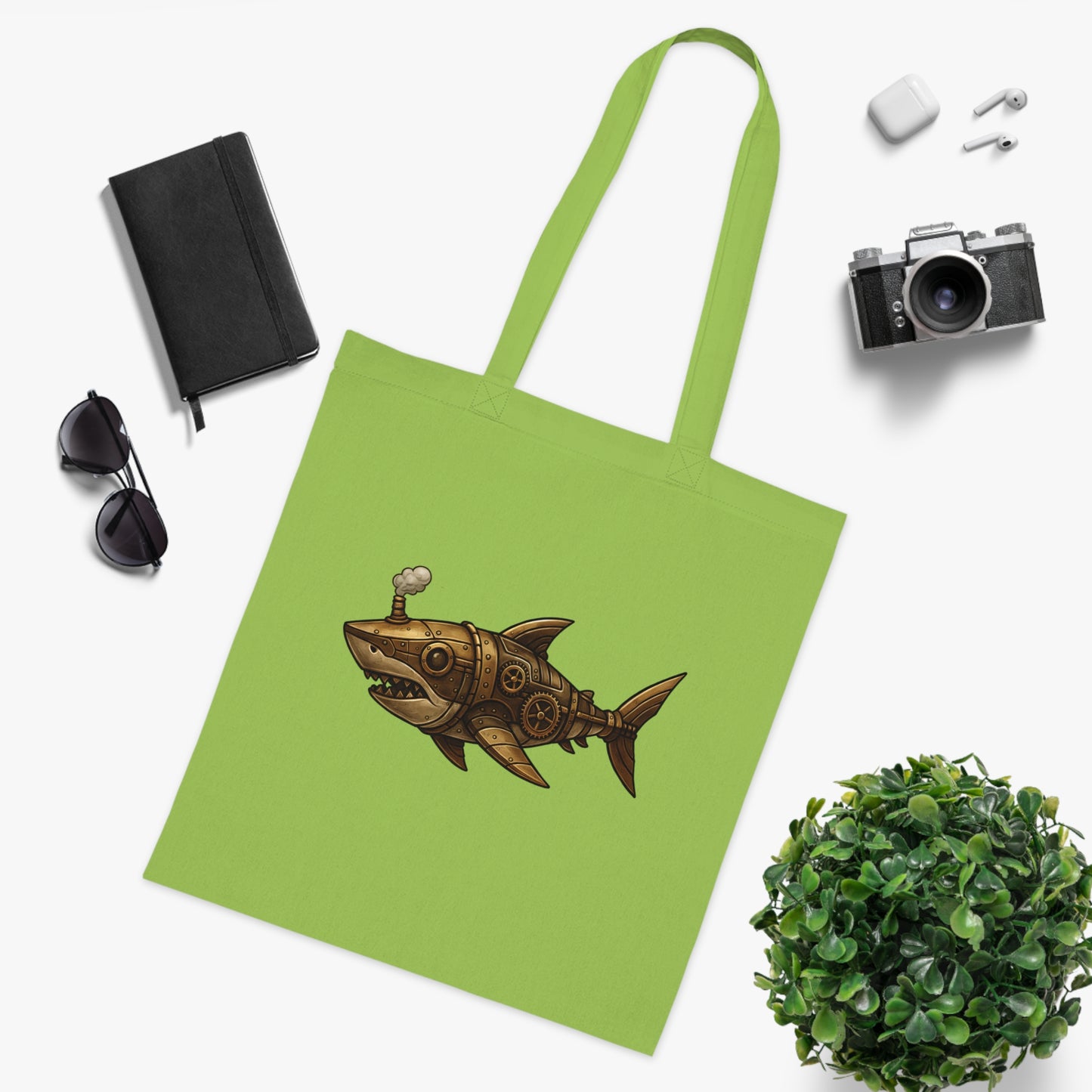 Steampunk Mechanical Shark Tote Bag