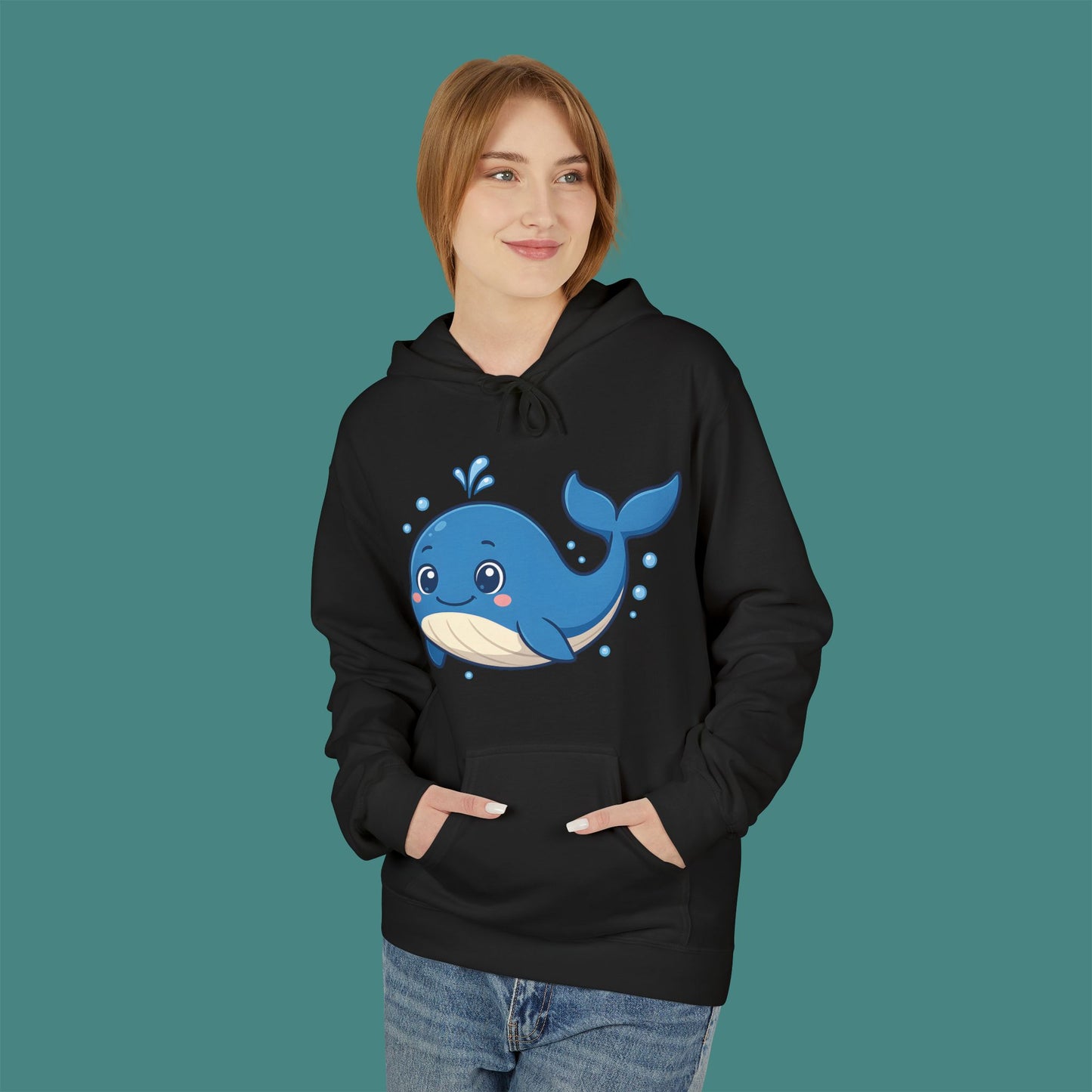 Cartoon Cute Whale Fleece Unisex Hoodie
