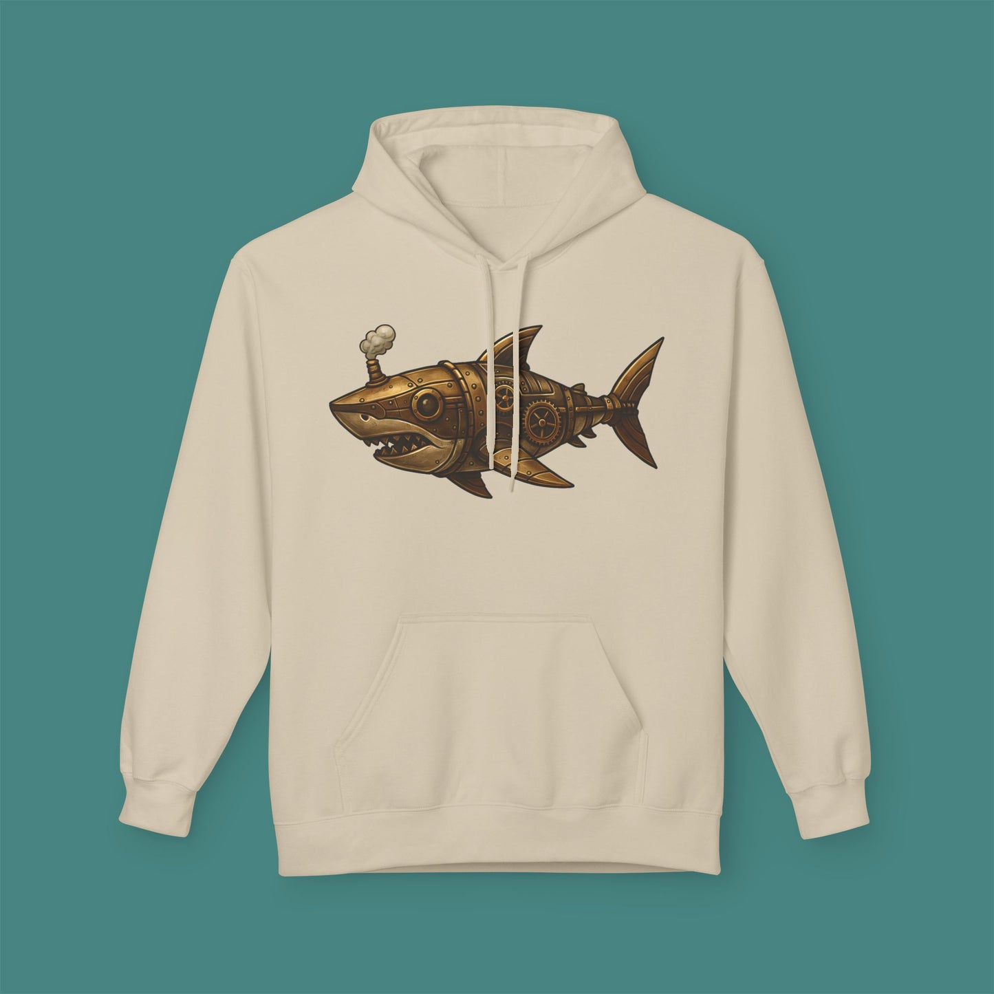 Steampunk Mechanical Shark Fleece Unisex Hoodie