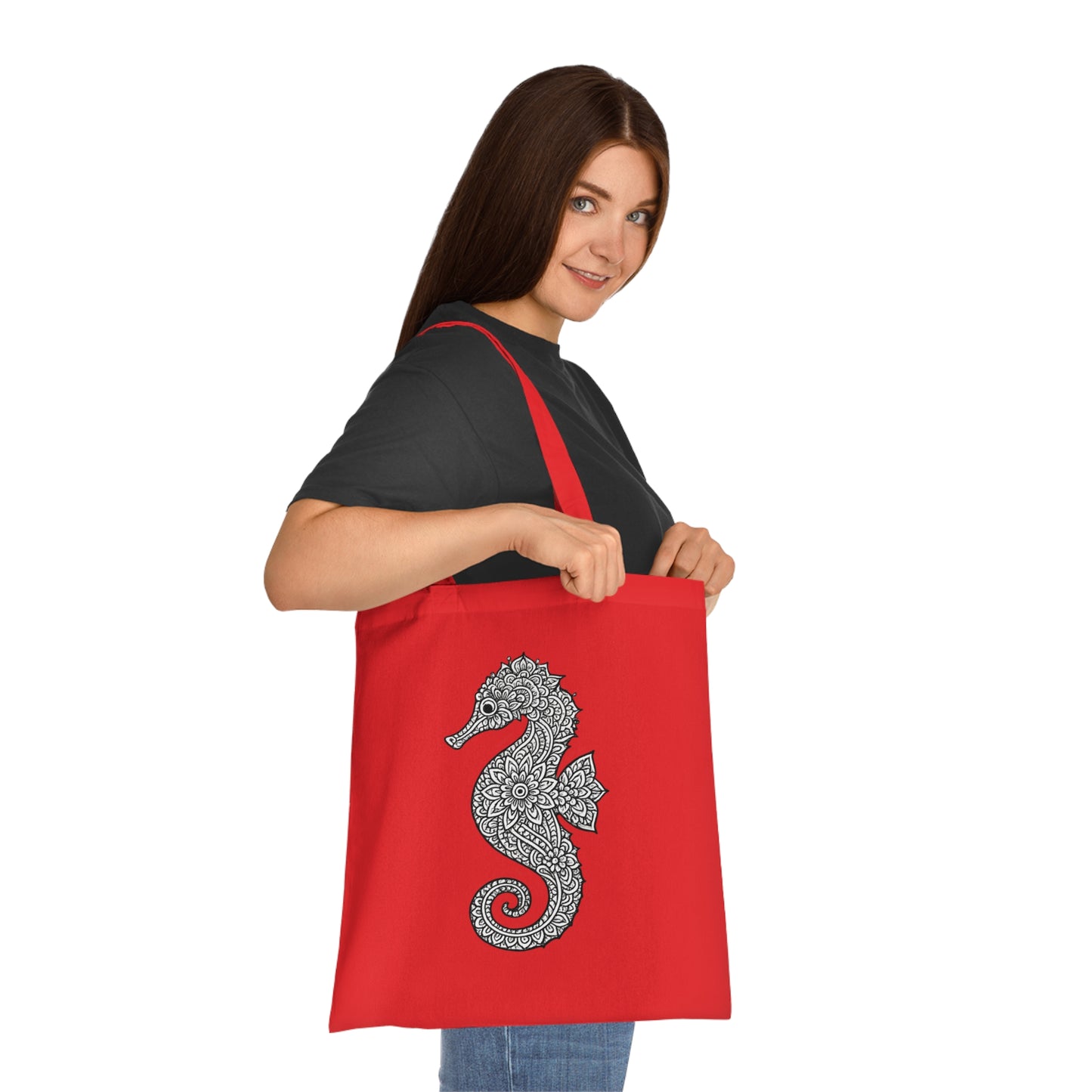 Intricate Mandala Seahorse Tote Bag