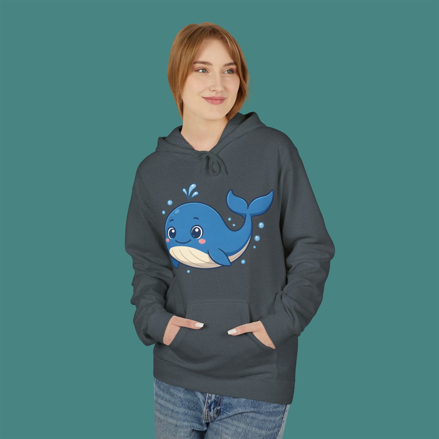 Cartoon Cute Whale Fleece Unisex Hoodie