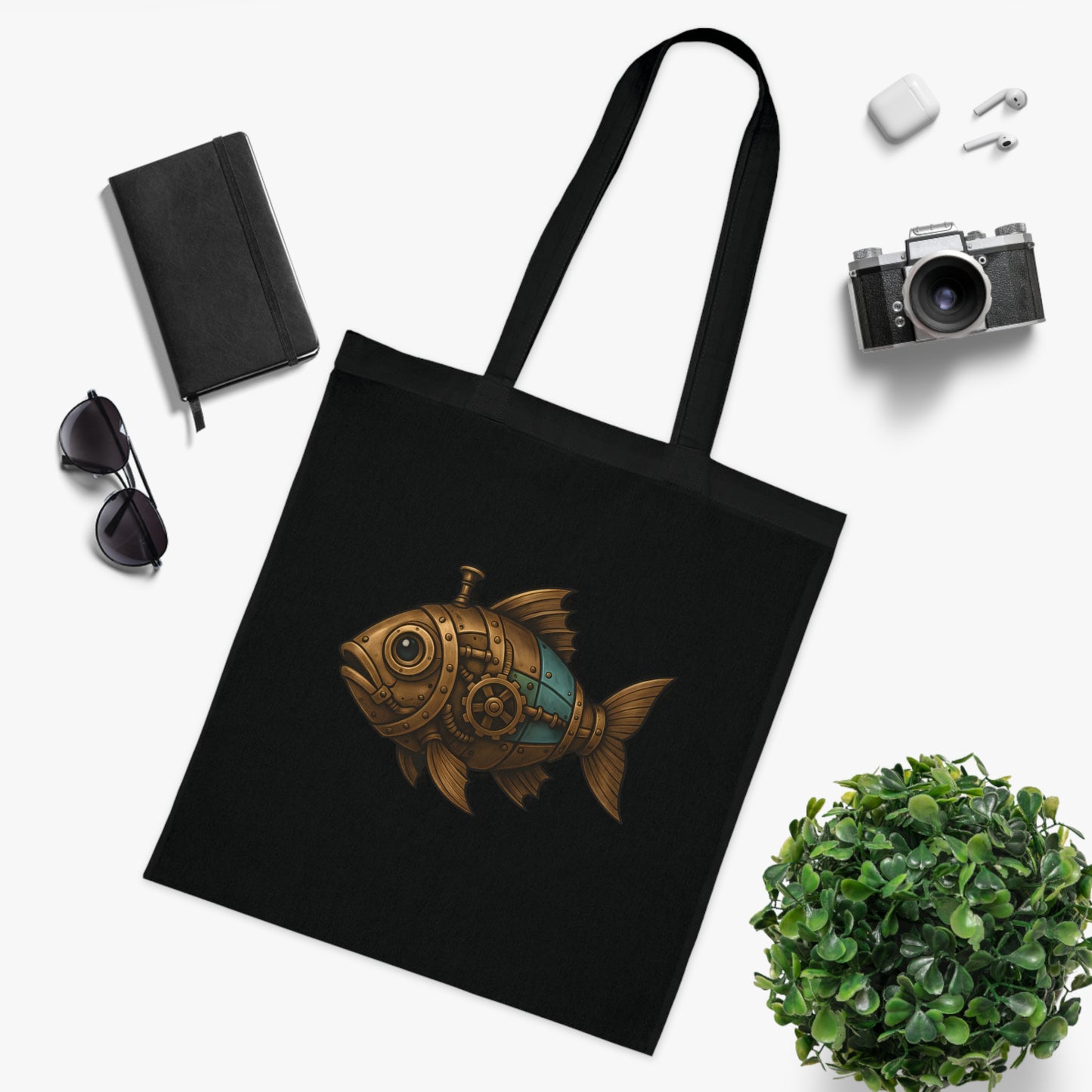 Steampunk Mechanical Fish Tote Bag