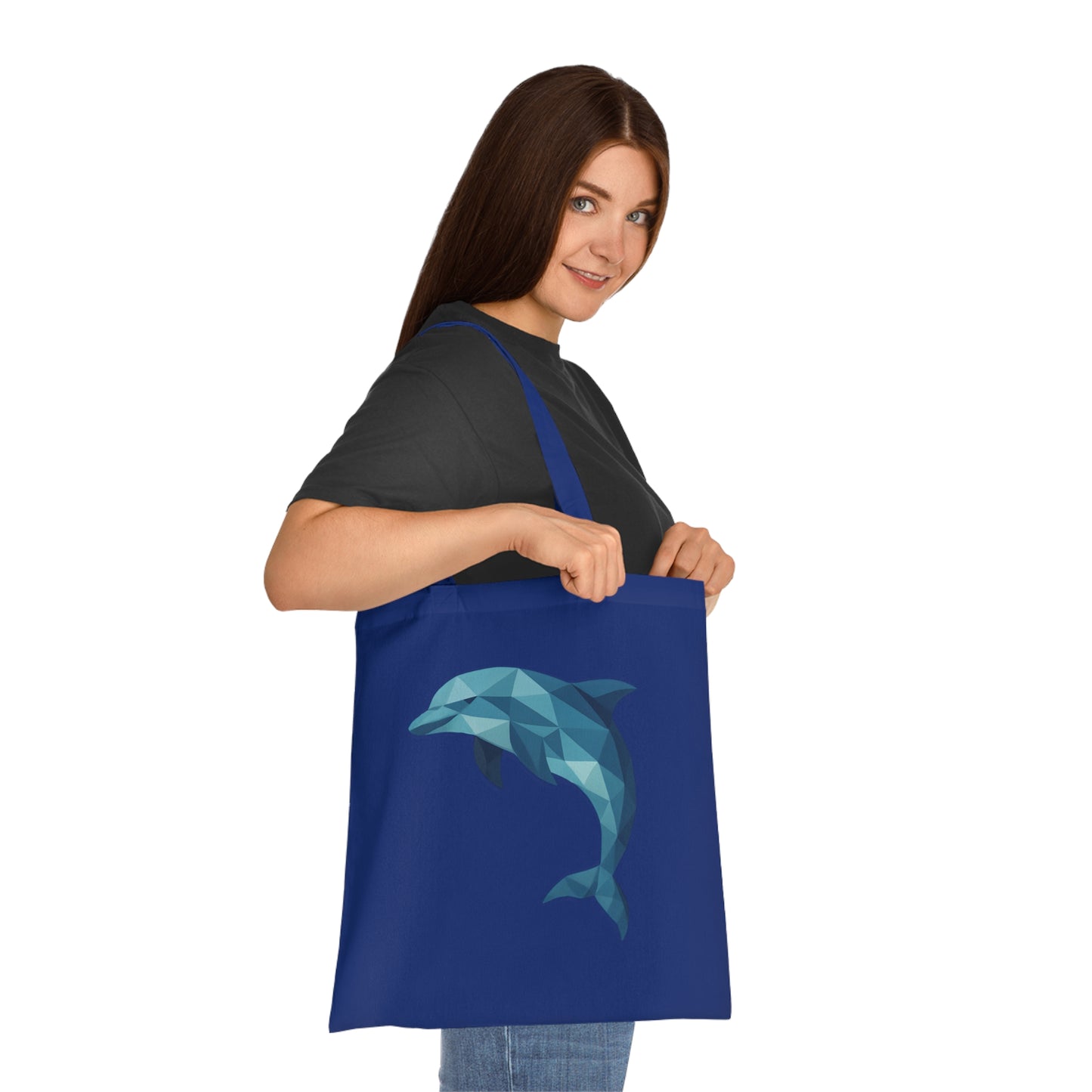 Geometric Polygon Dolphin Tote Bag