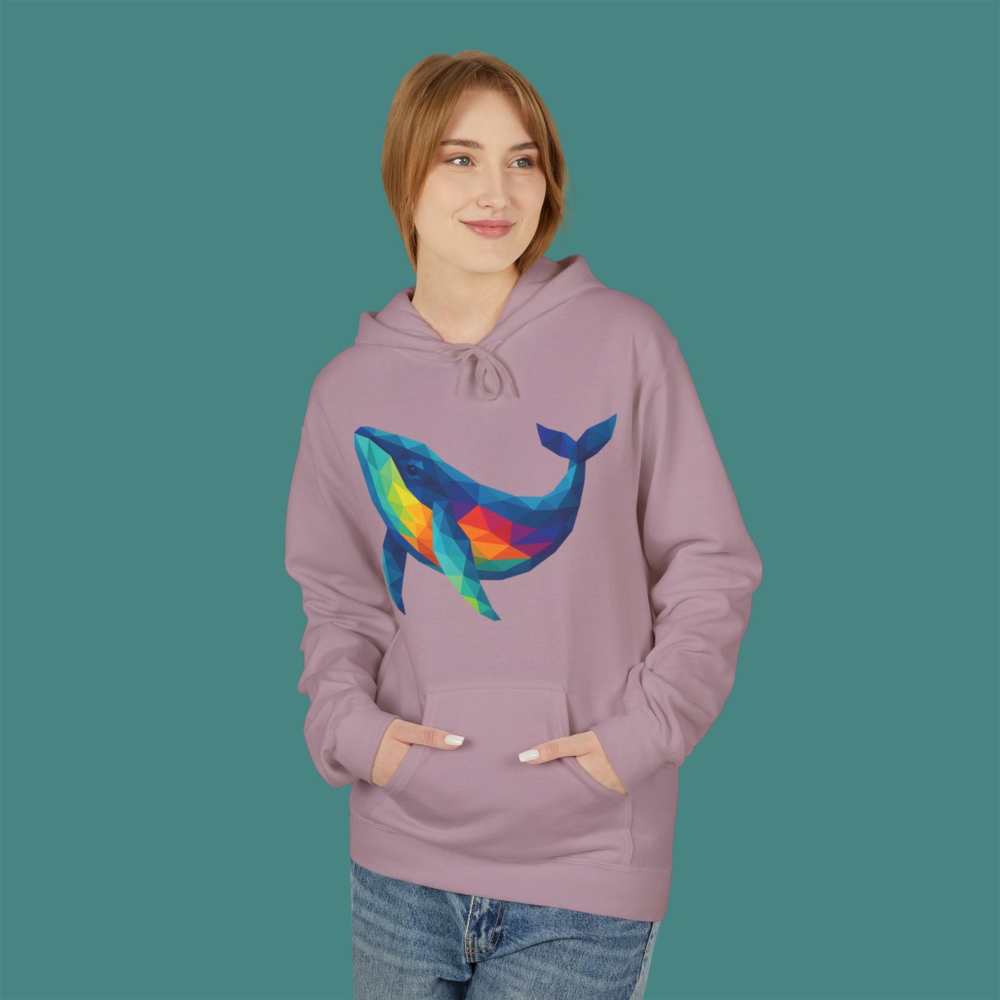Geometric Polygon Whale Fleece Unisex Hoodie