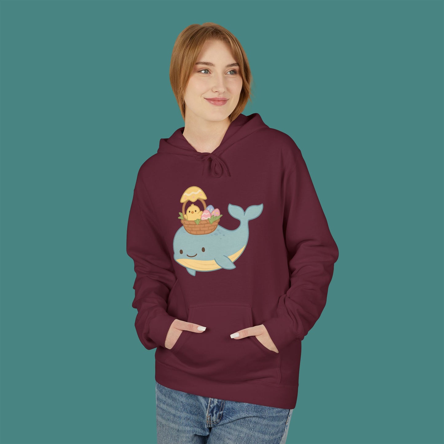 Easter Whale Fleece Unisex Hoodie