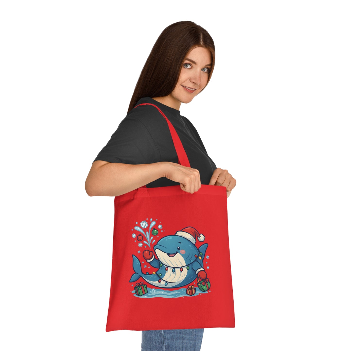 Christmas Whale Tote Bag
