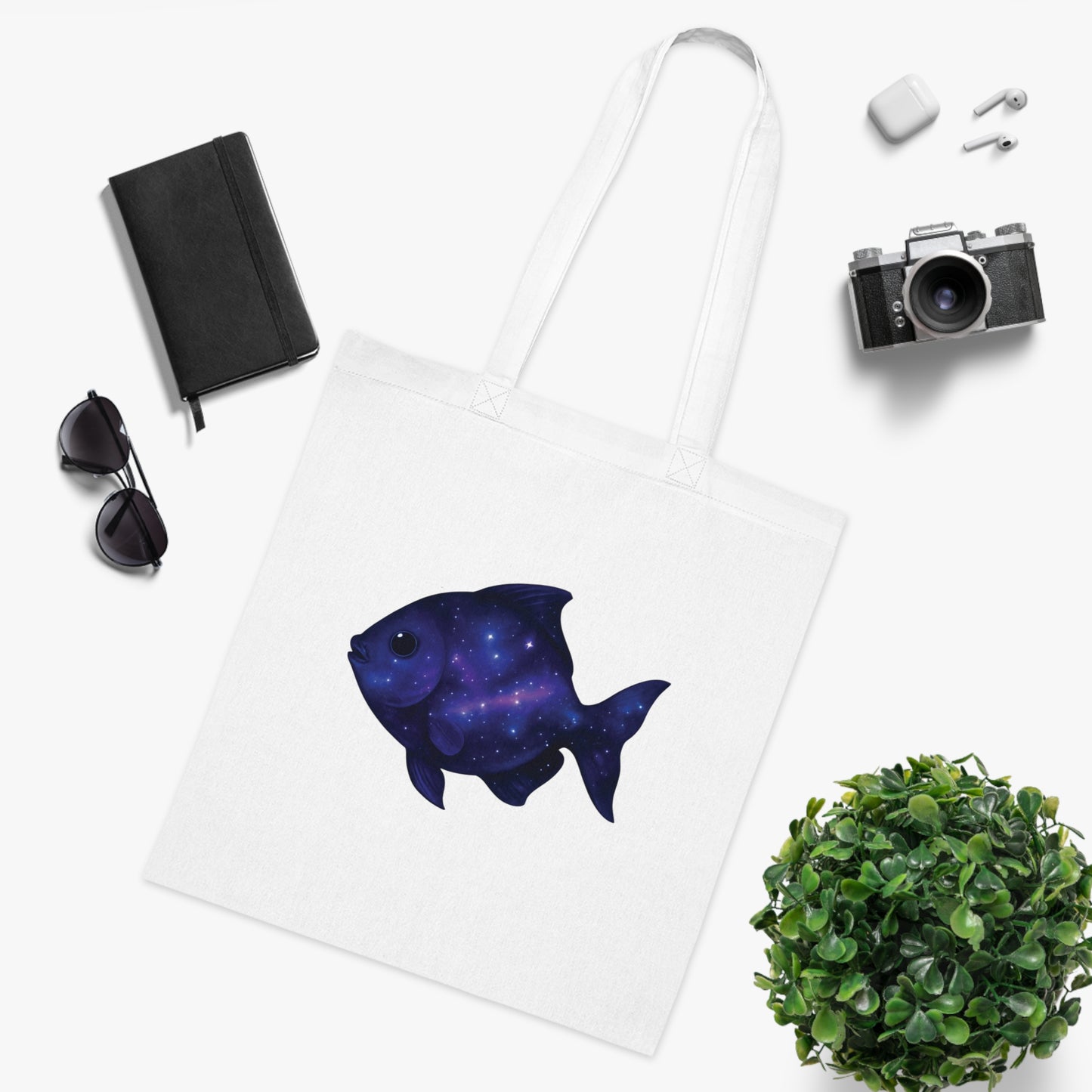 Cosmic Galaxy Fish Tote Bag