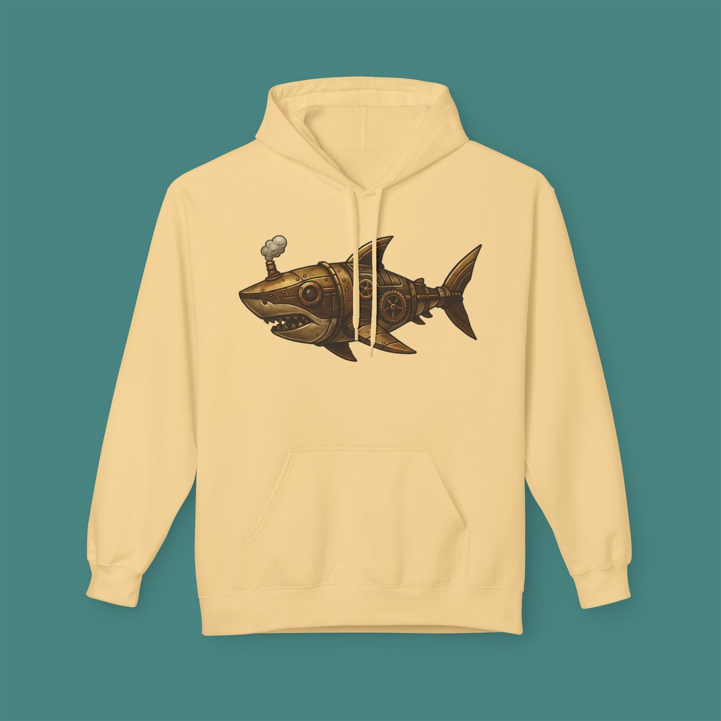 Steampunk Mechanical Shark Fleece Unisex Hoodie
