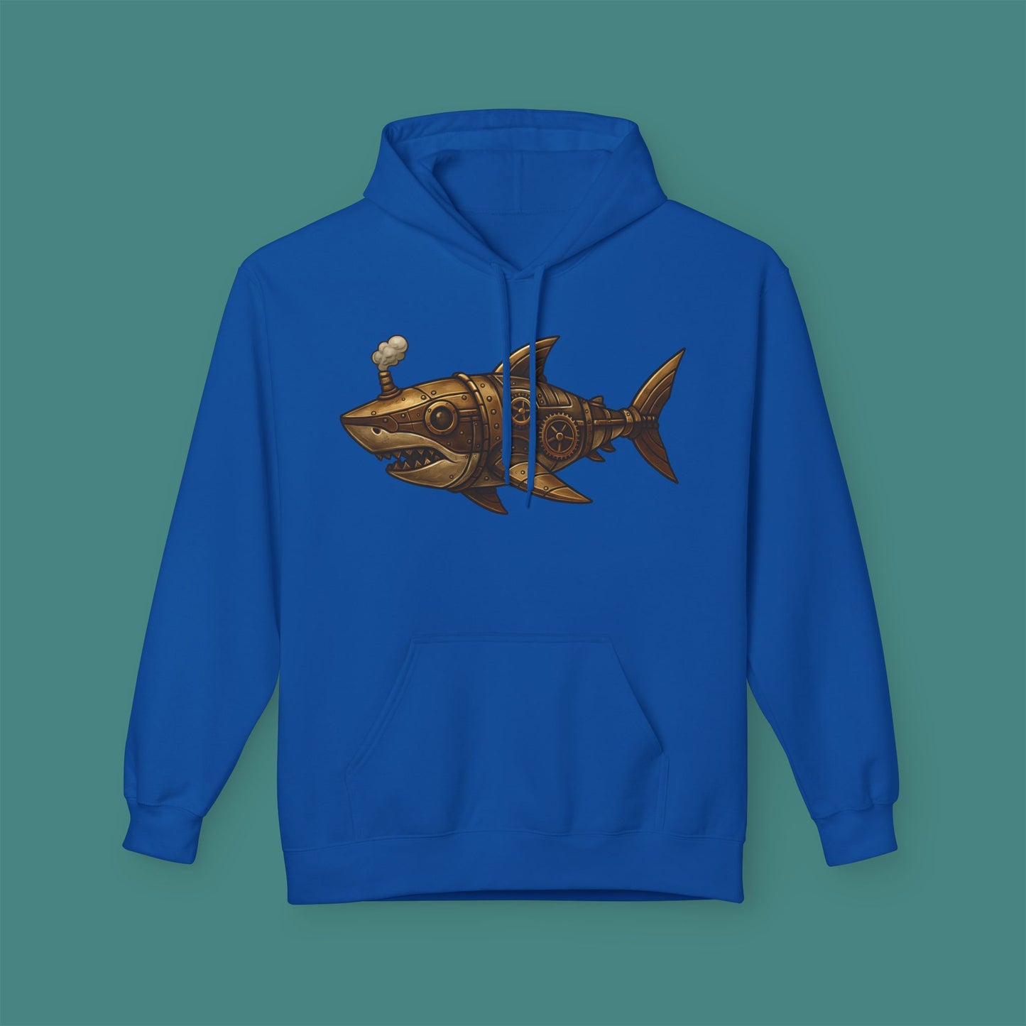 Steampunk Mechanical Shark Fleece Unisex Hoodie