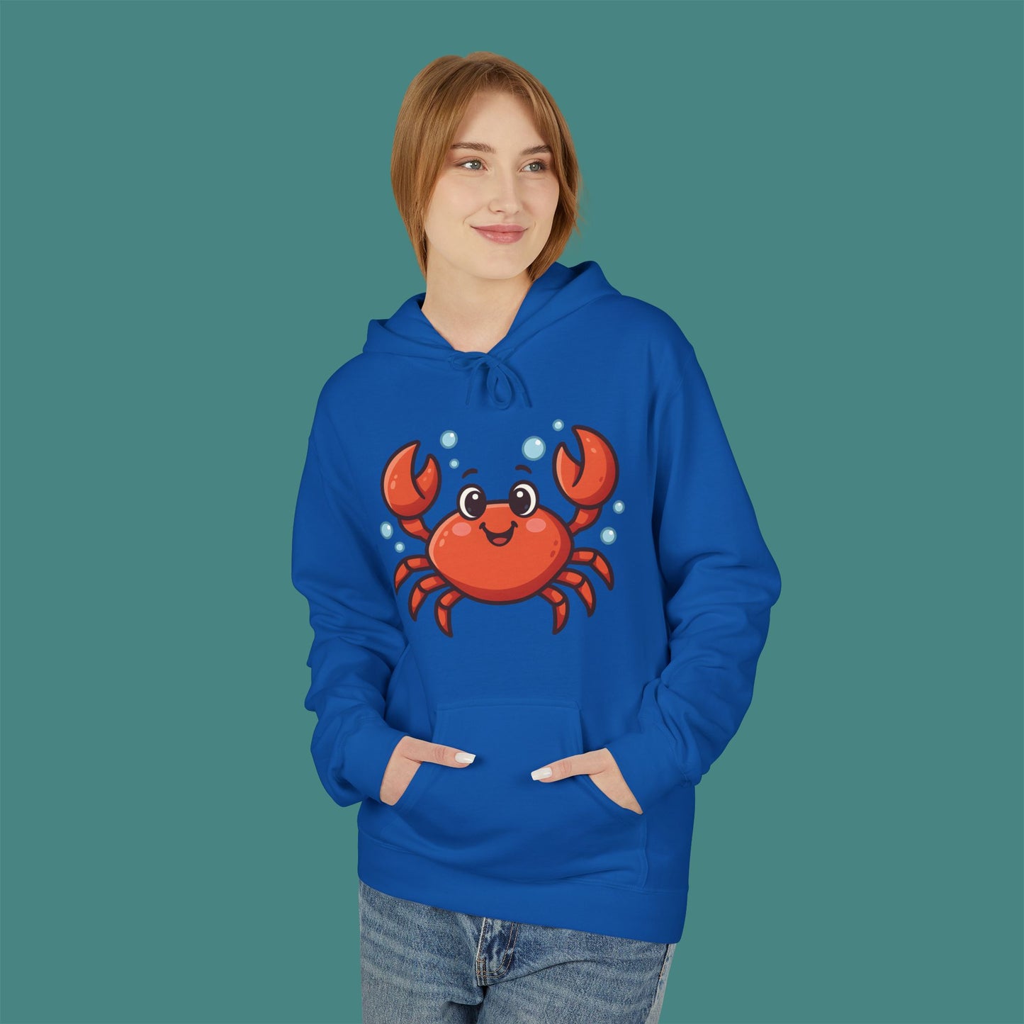 Cartoon Cute Crab Fleece Unisex Hoodie