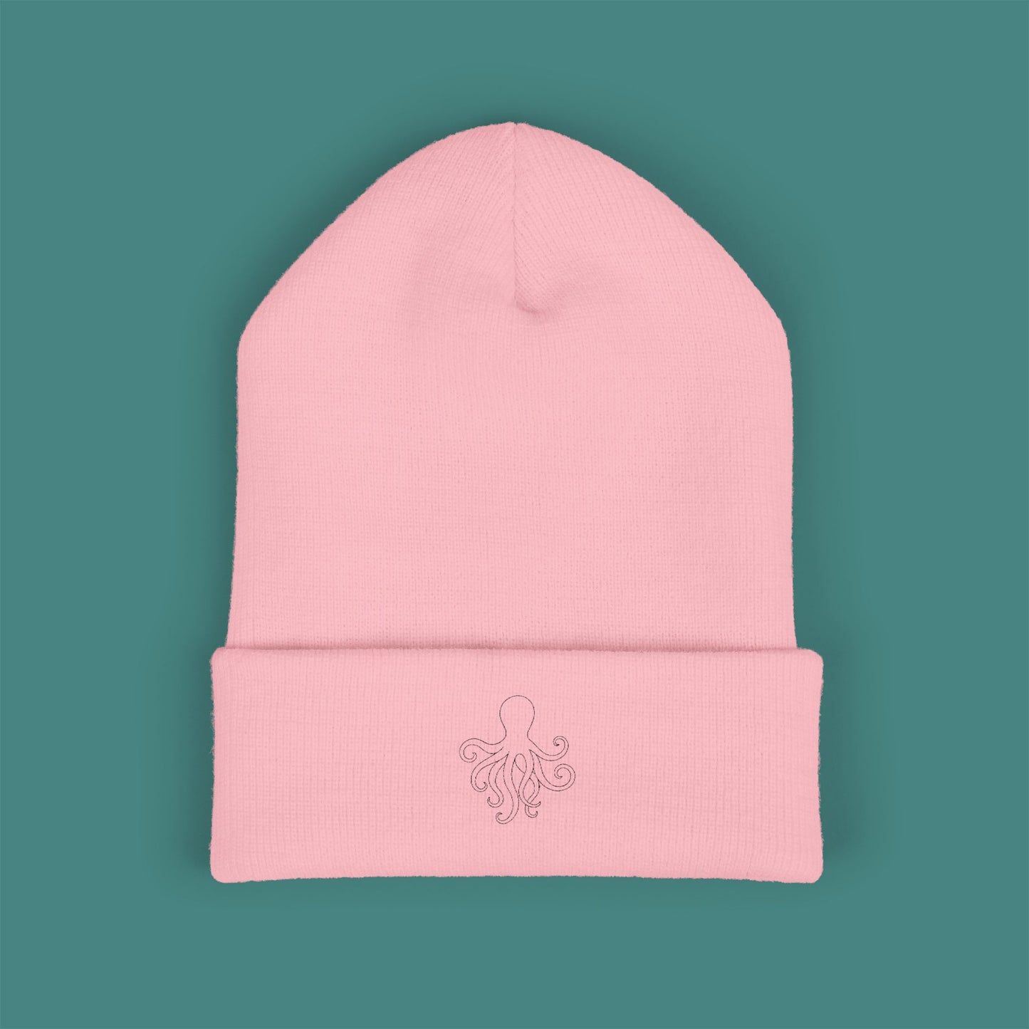 Minimalist Line Art Octopus Embroidered Beanie