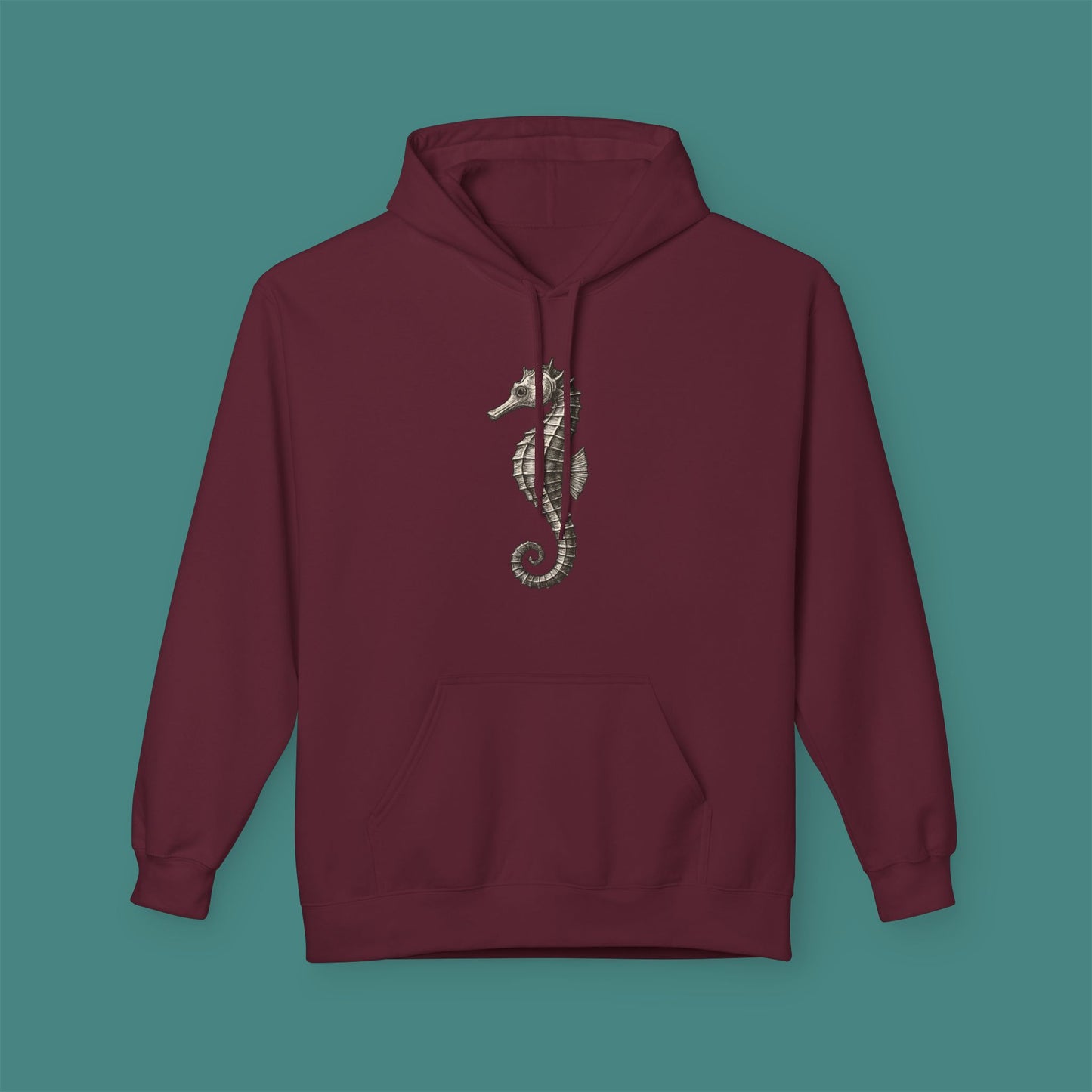 Vintage Etching Seahorse Fleece Unisex Hoodie