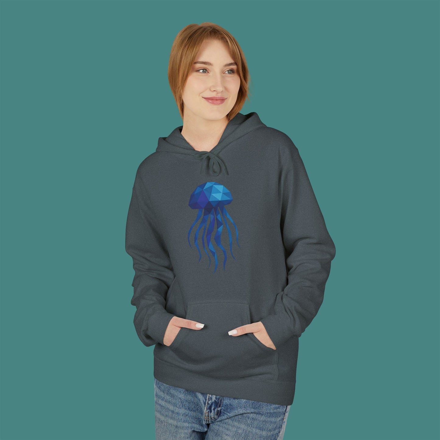 Geometric Polygon Jellyfish Fleece Unisex Hoodie