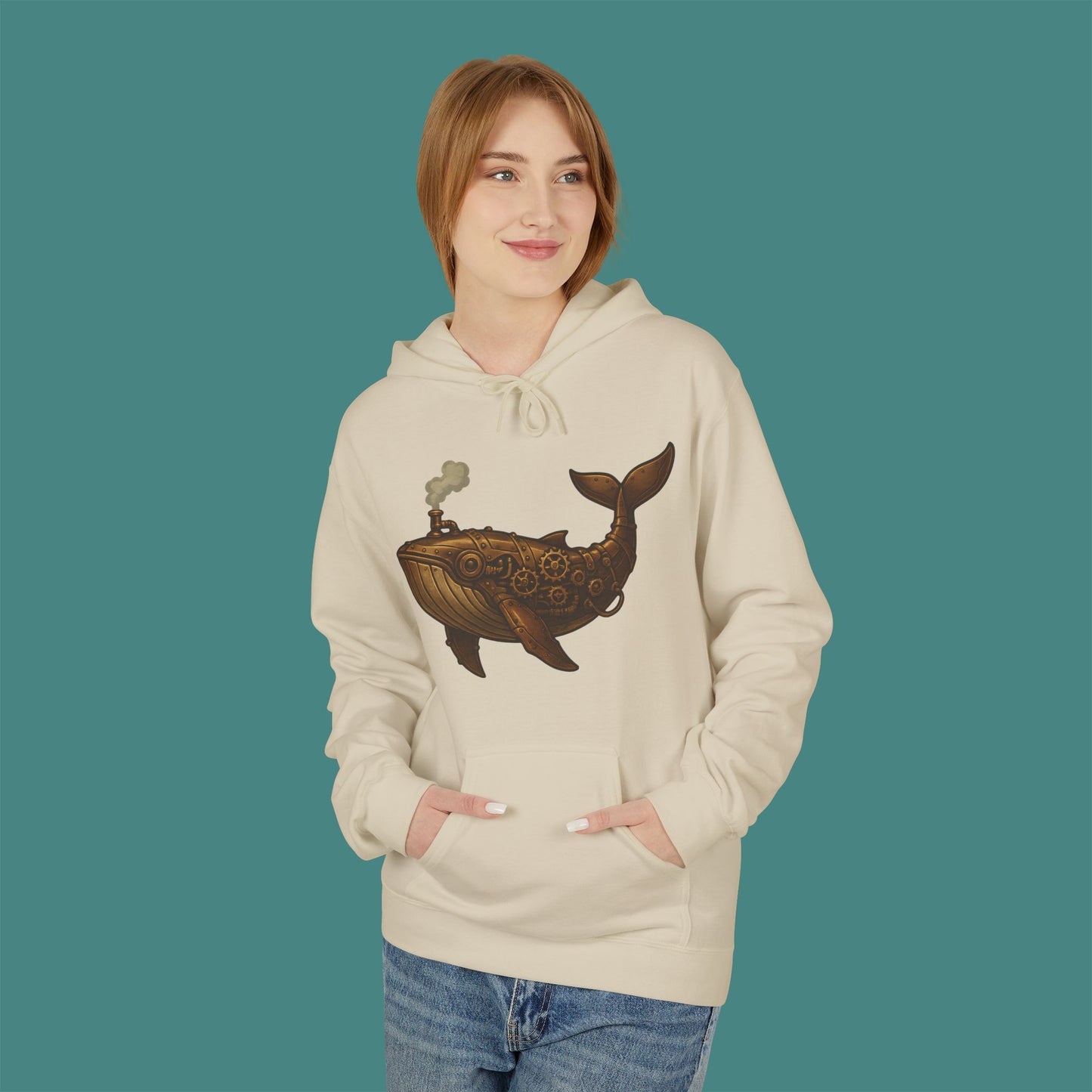 Steampunk Mechanical Whale Fleece Unisex Hoodie