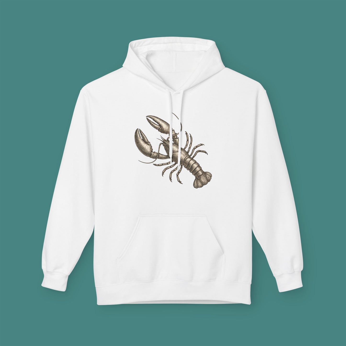 Vintage Etching Lobster Fleece Unisex Hoodie