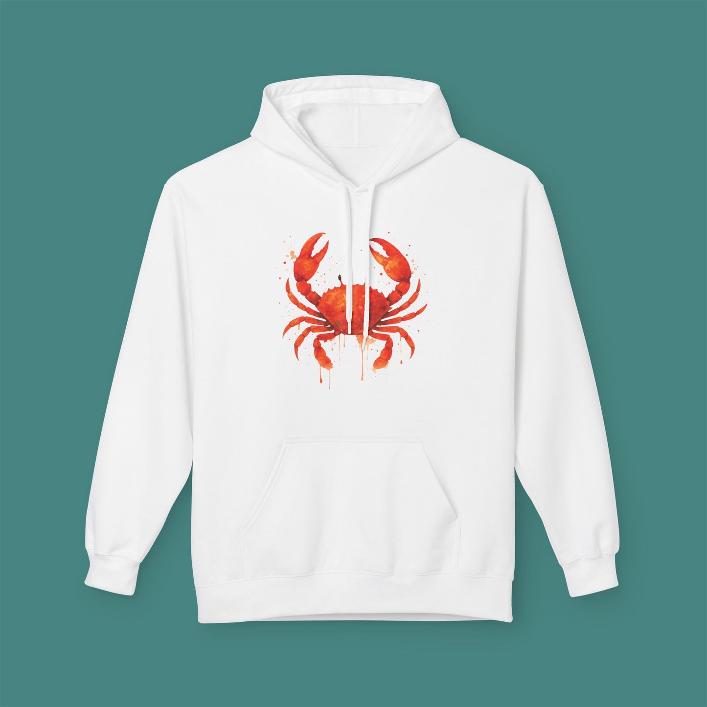 Watercolor Splash Crab Fleece Unisex Hoodie