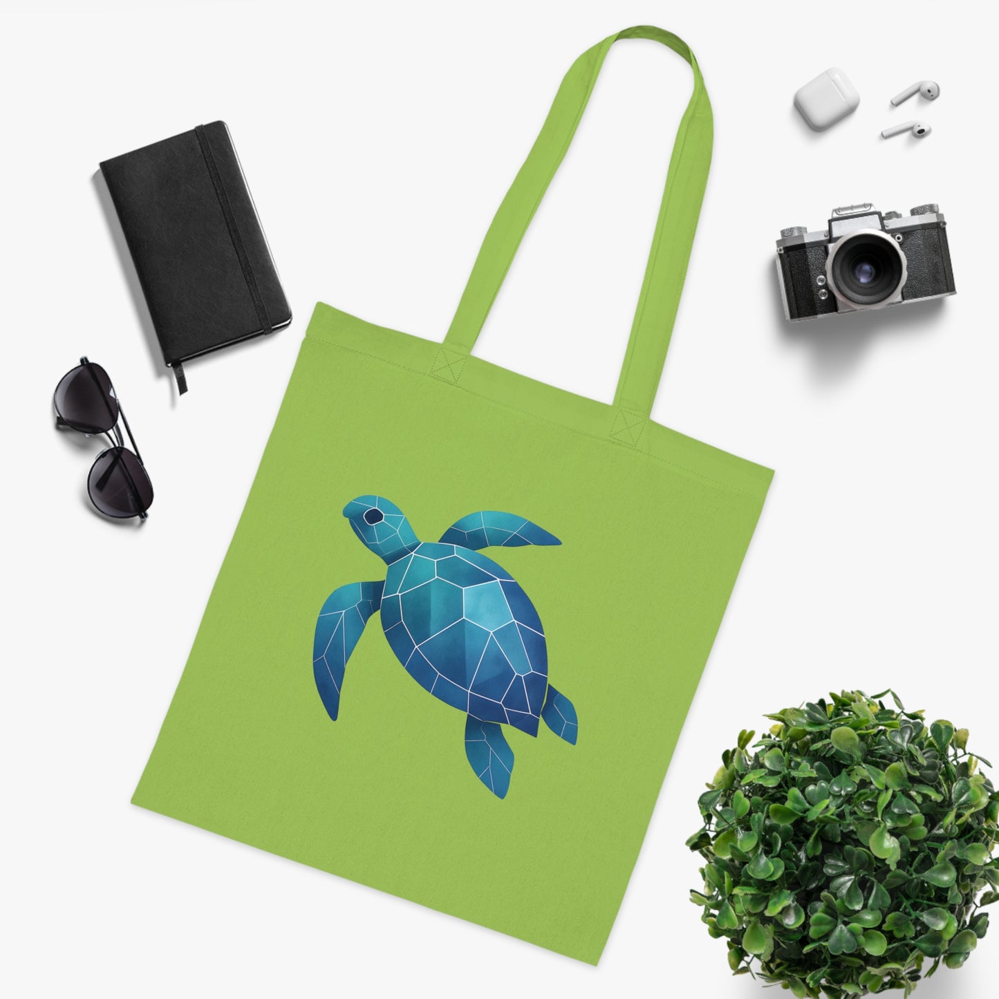 Geometric Polygon Turtle Tote Bag