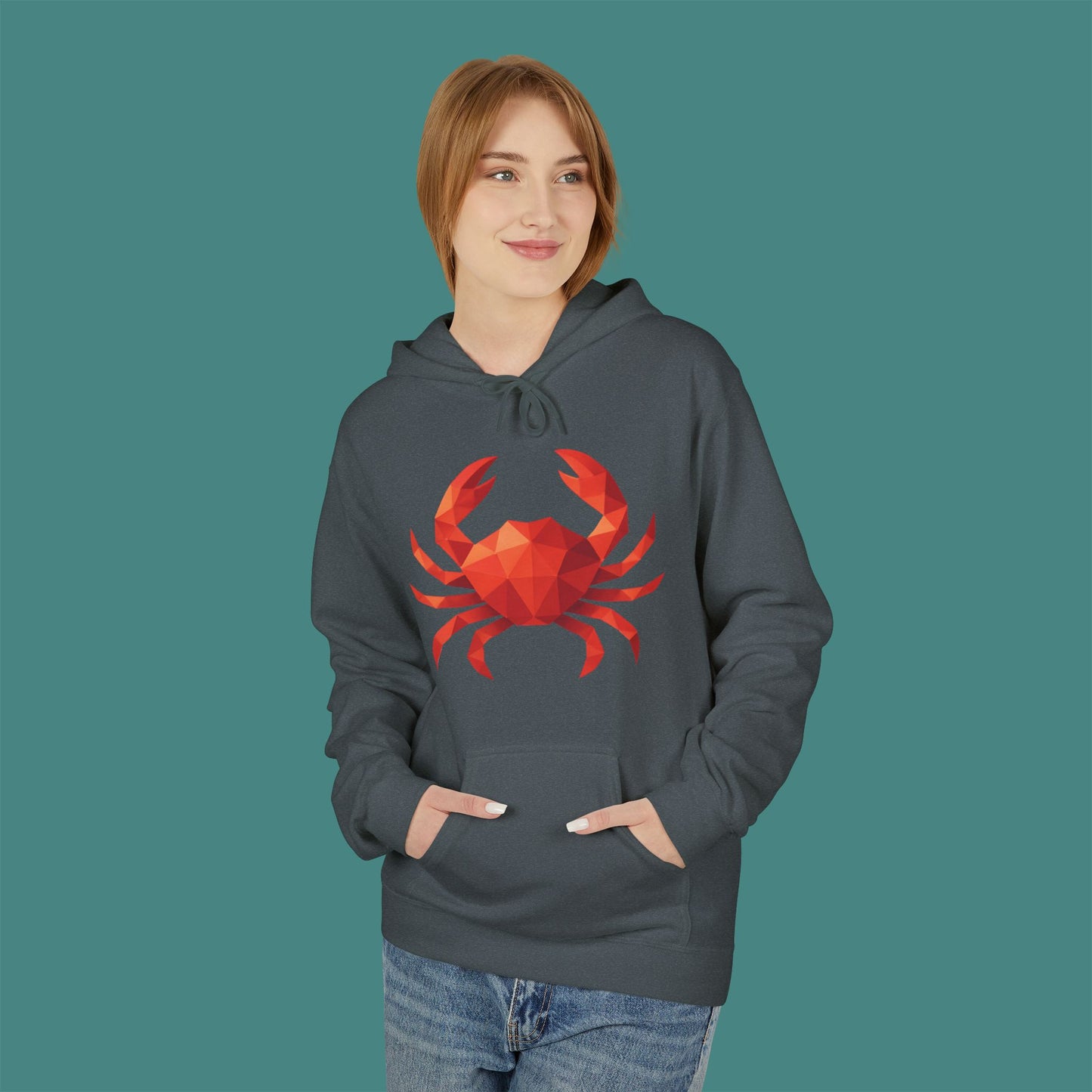 Geometric Polygon Crab Fleece Unisex Hoodie