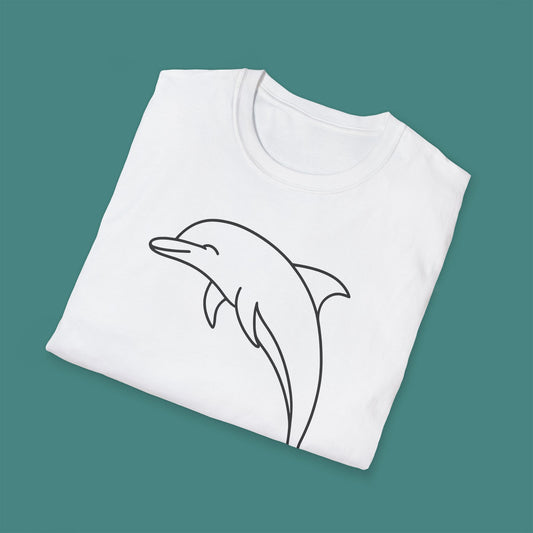 Minimalist Line Art Dolphin Unisex T-Shirt