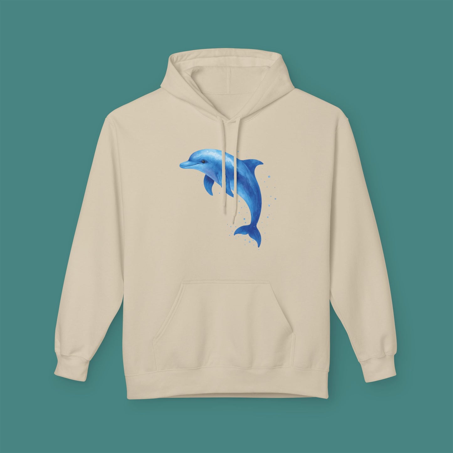 Watercolor Splash Dolphin Fleece Unisex Hoodie
