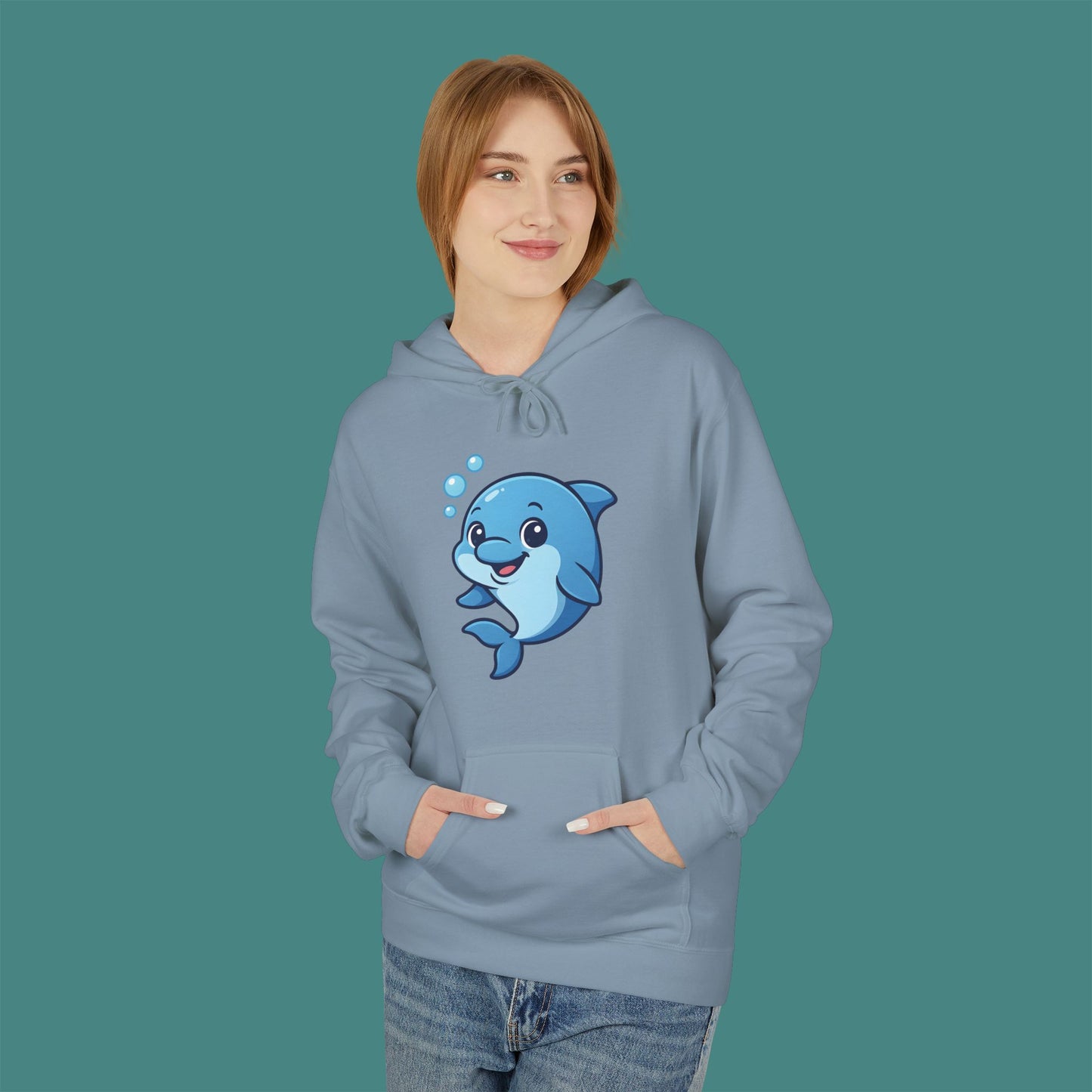 Cartoon Cute Dolphin Fleece Unisex Hoodie
