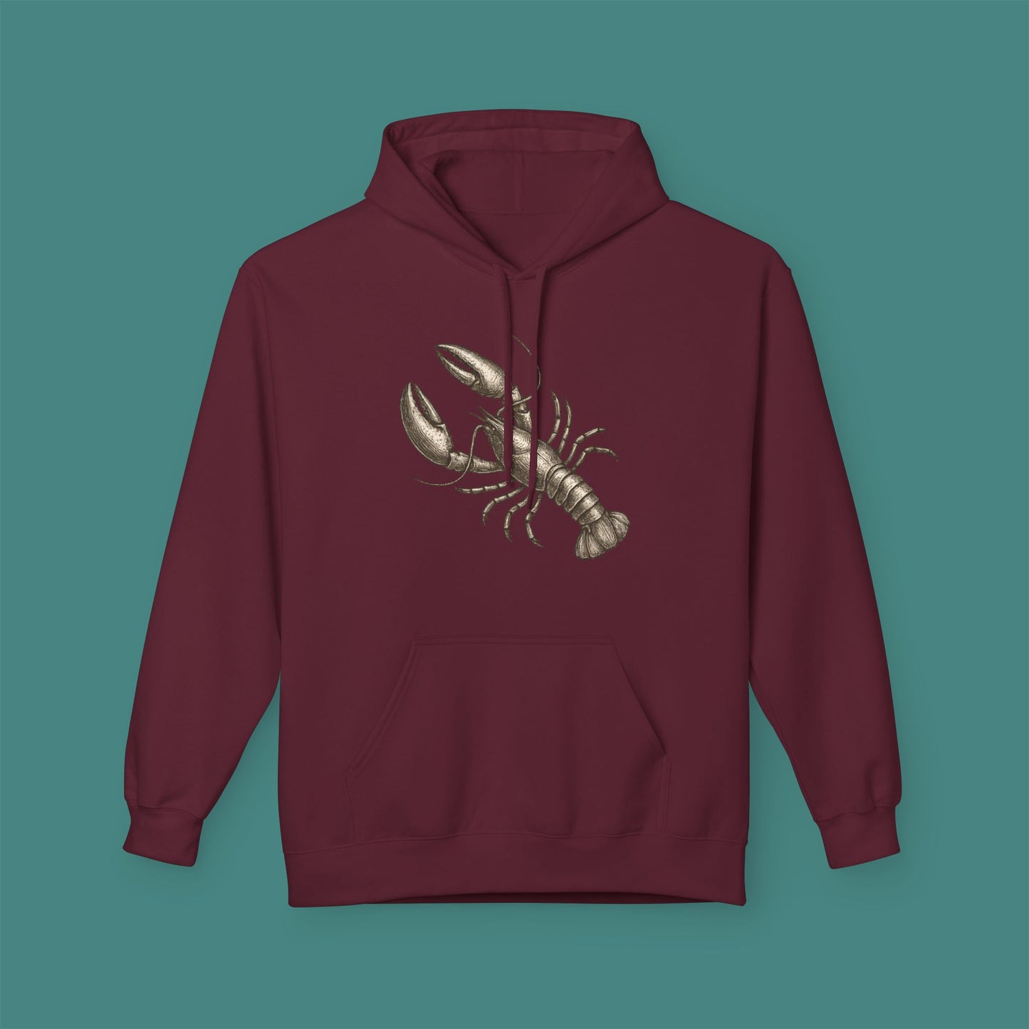 Vintage Etching Lobster Fleece Unisex Hoodie
