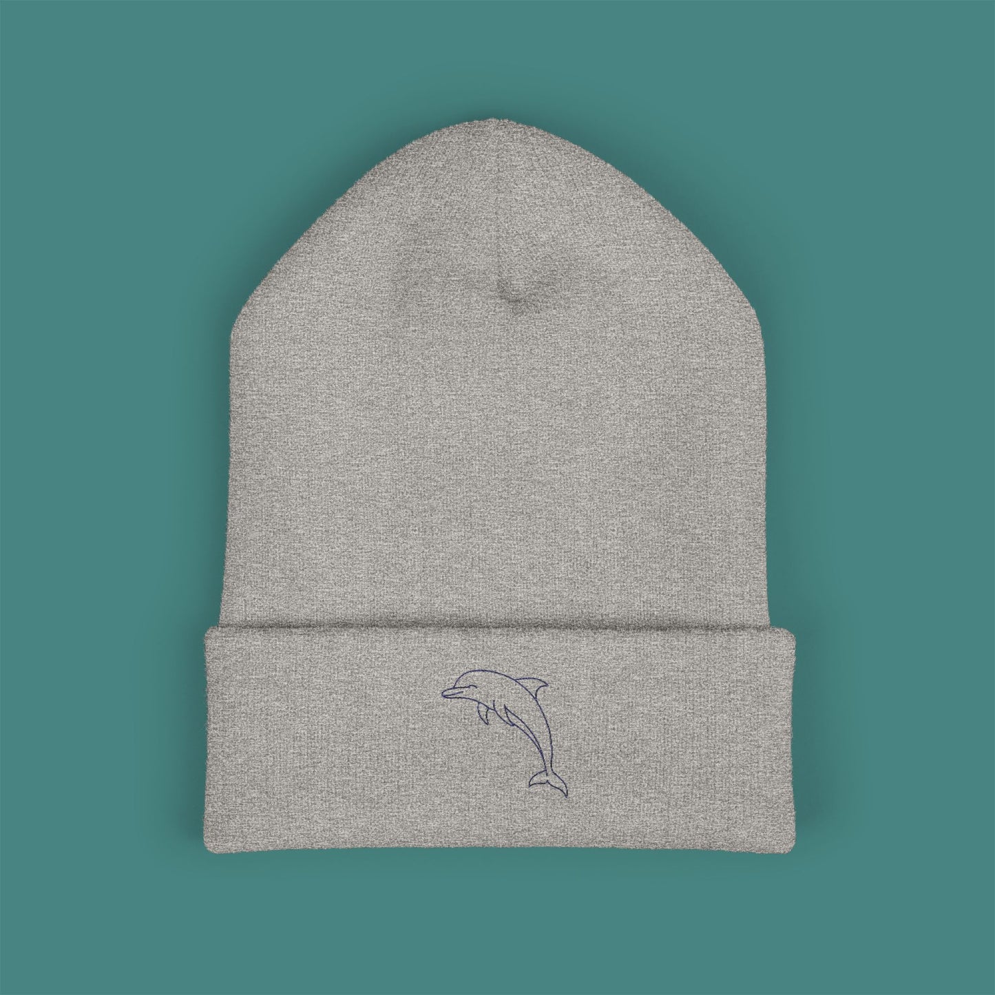 Minimalist Line Art Dolphin Embroidered Beanie