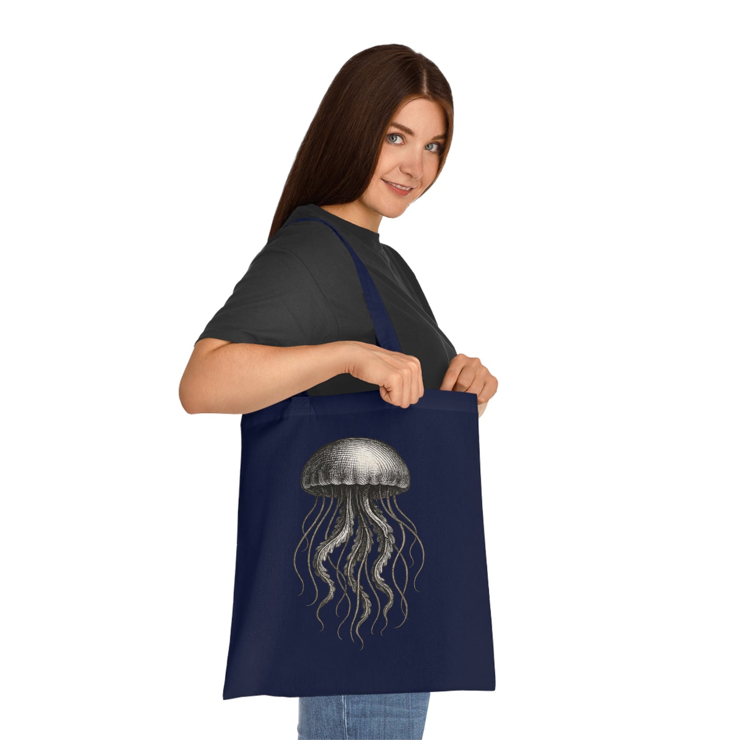 Vintage Etching Jellyfish Tote Bag
