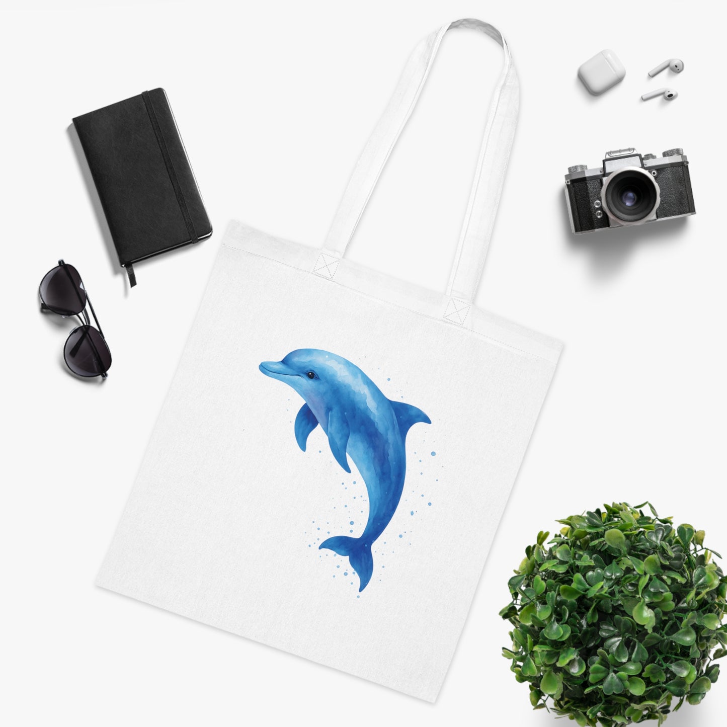 Watercolor Splash Dolphin Tote Bag