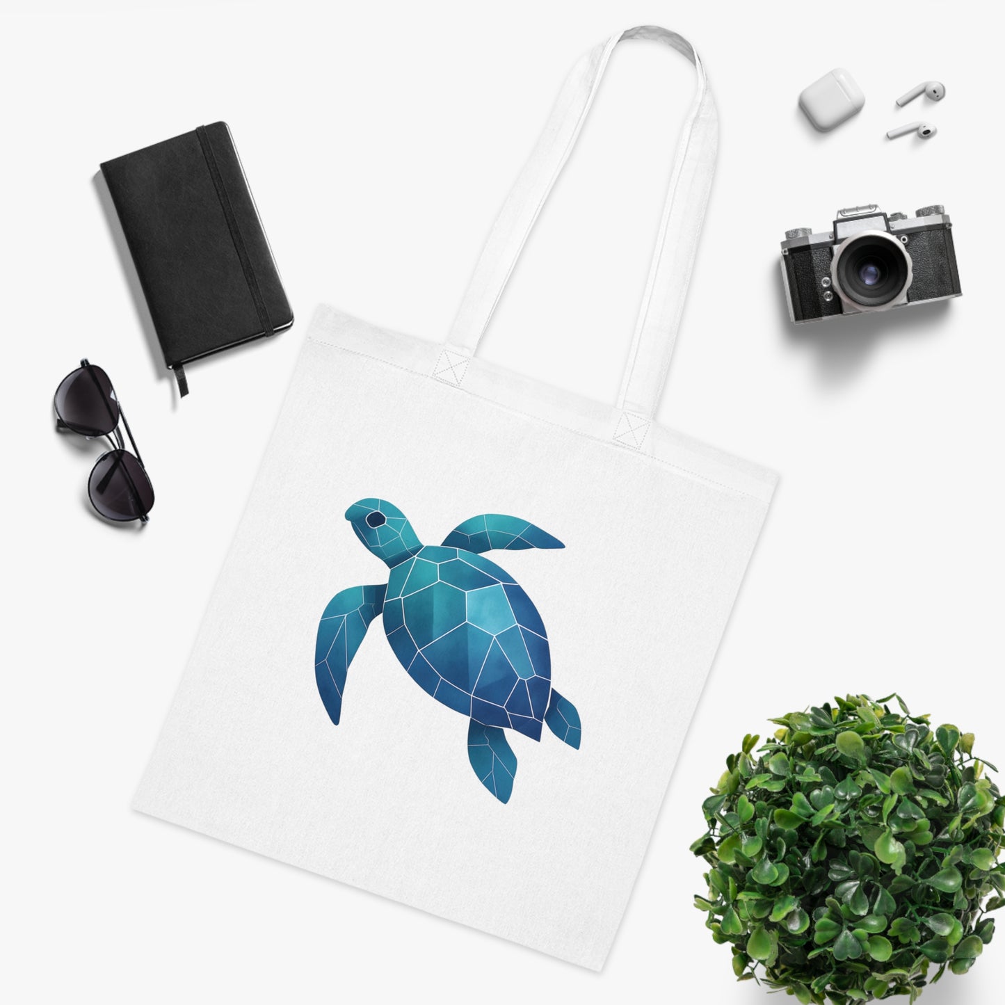 Geometric Polygon Turtle Tote Bag