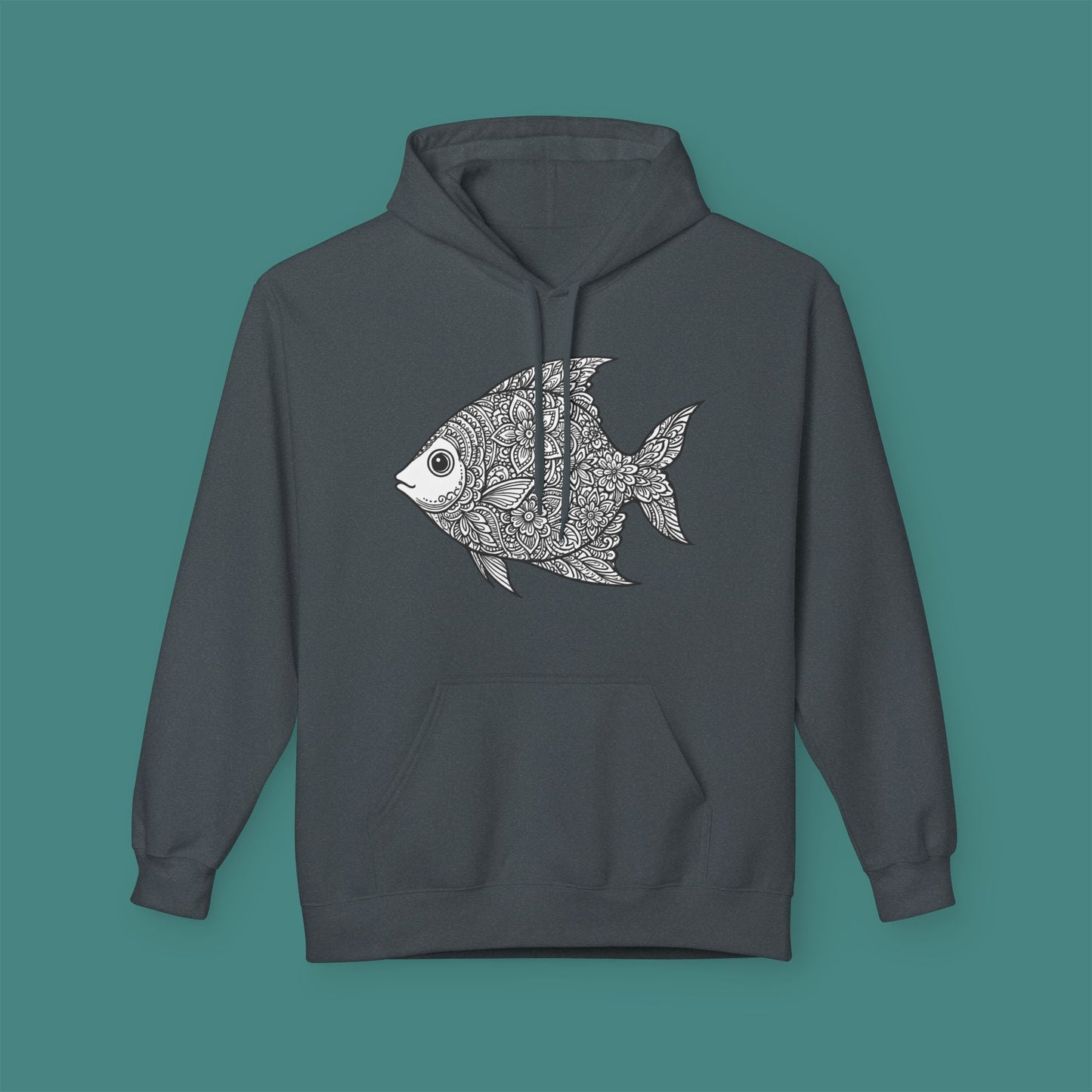 Intricate Mandala Fish Fleece Unisex Hoodie