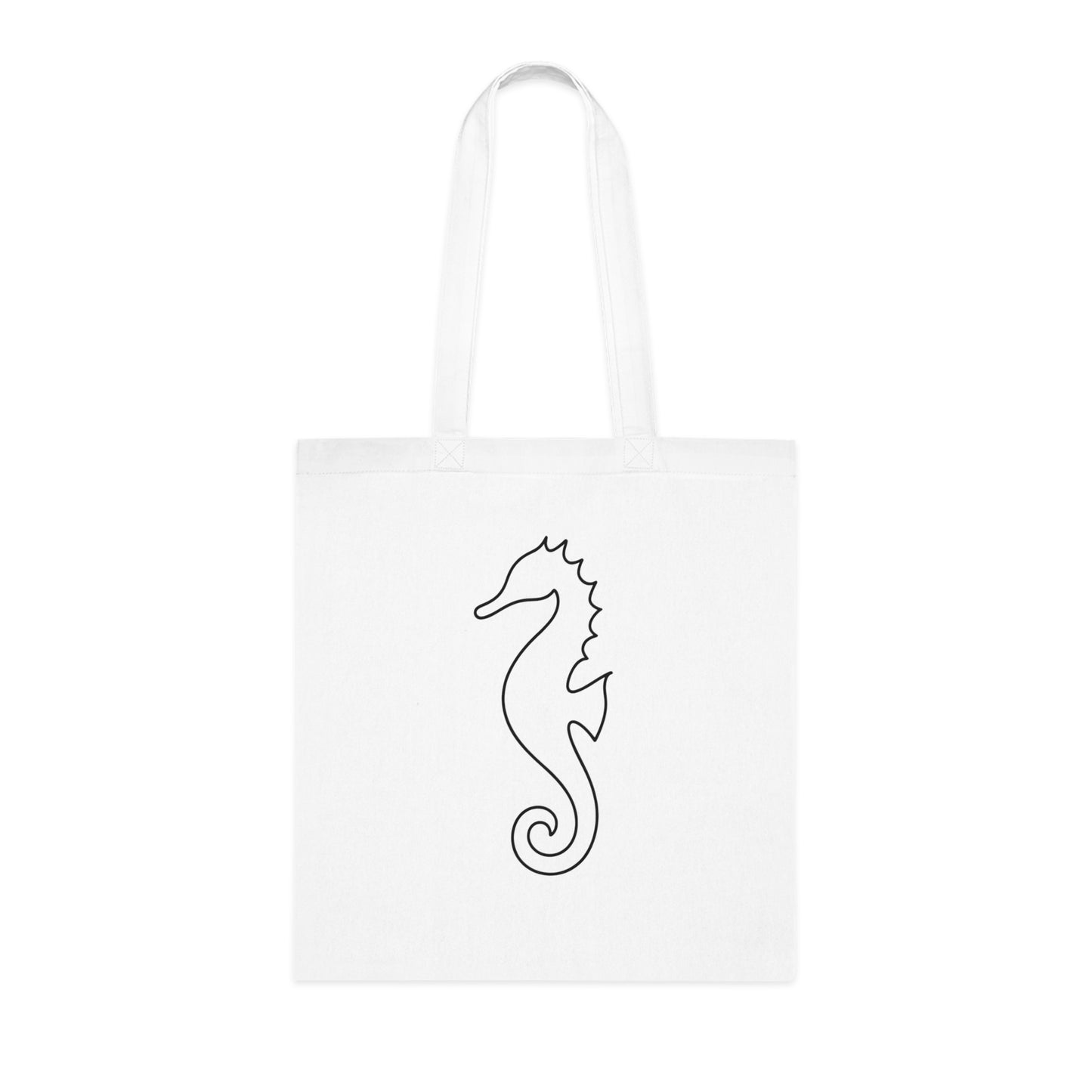 Minimalist Line Art Seahorse Tote Bag